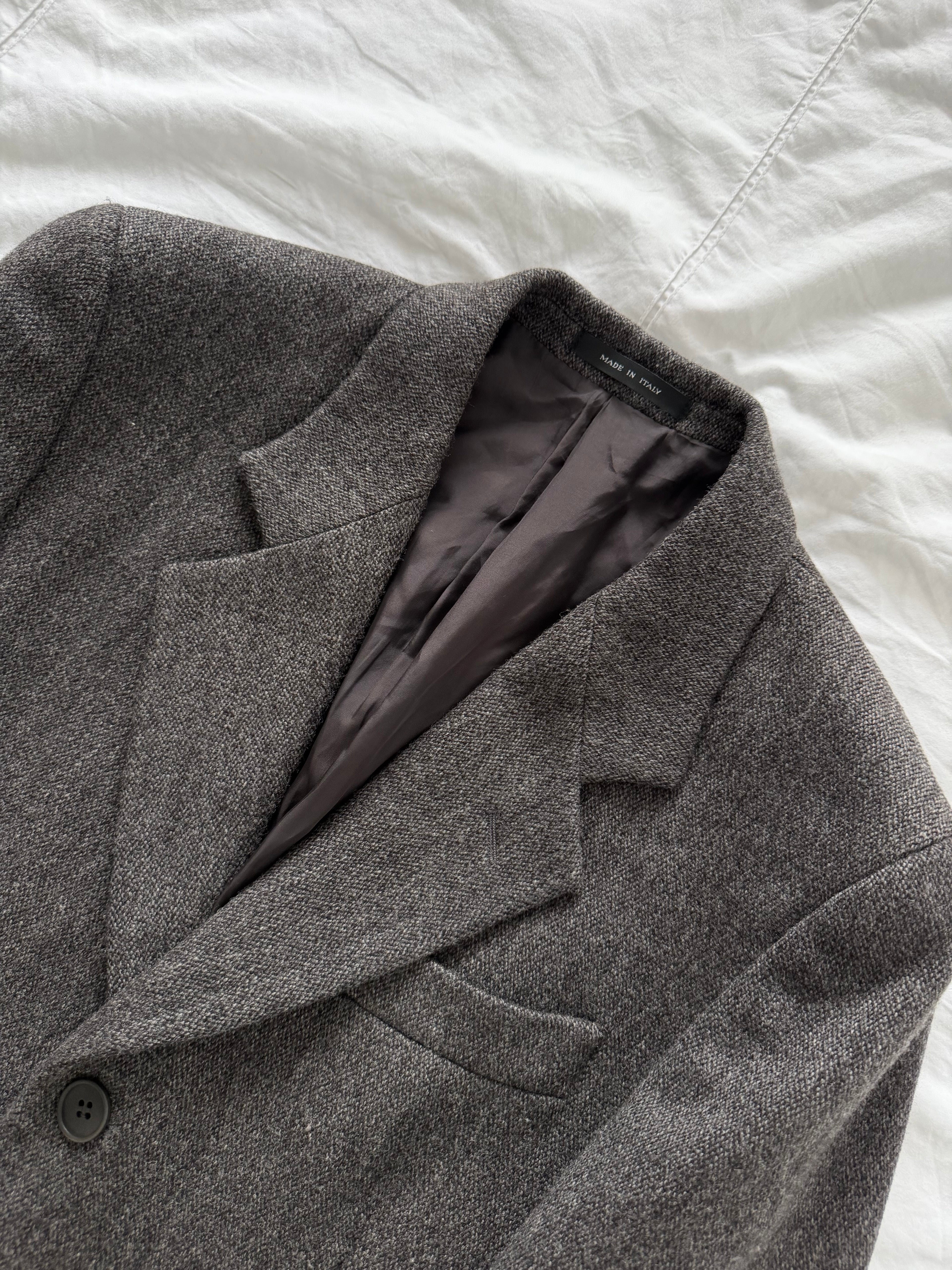 Emporio Armani 1990s 3B Wool Textured Sport Jacket Blazer Grey - Size S