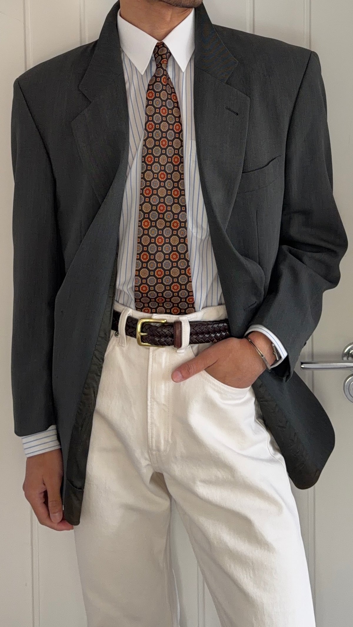 Hugo Boss 1980s Vitale Barberis Canonico Fabric 2B Draped Wool Sport Jacket Blazer - Size L