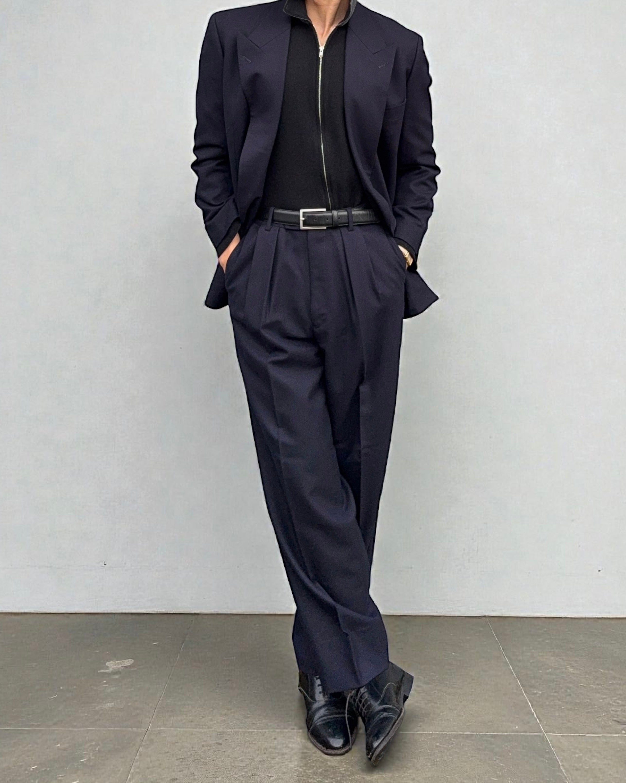 Emporio Armani 1980s Double Breasted Pleated Wool Suit - Size S Jacket / 30" Waist