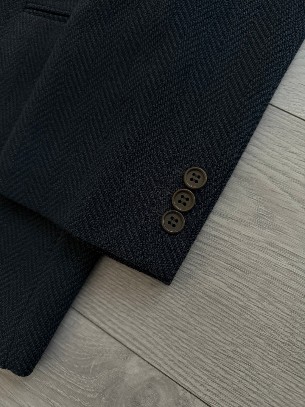 Armani Mani 1980s Peaked Lapel Double Breasted Herringbone Wool Sport Jacket Blazer - Size XXL