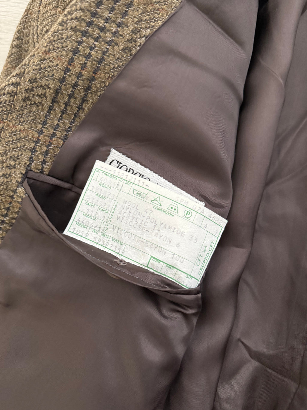 Giorgio Armani 1980s Textured Wool Brown Sports Blazer Jacket - Size XXL