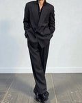 Giorgio Armani 1980s Double Breasted Pleated Wool Suit Black New - Size L Jacket / 32" Waist