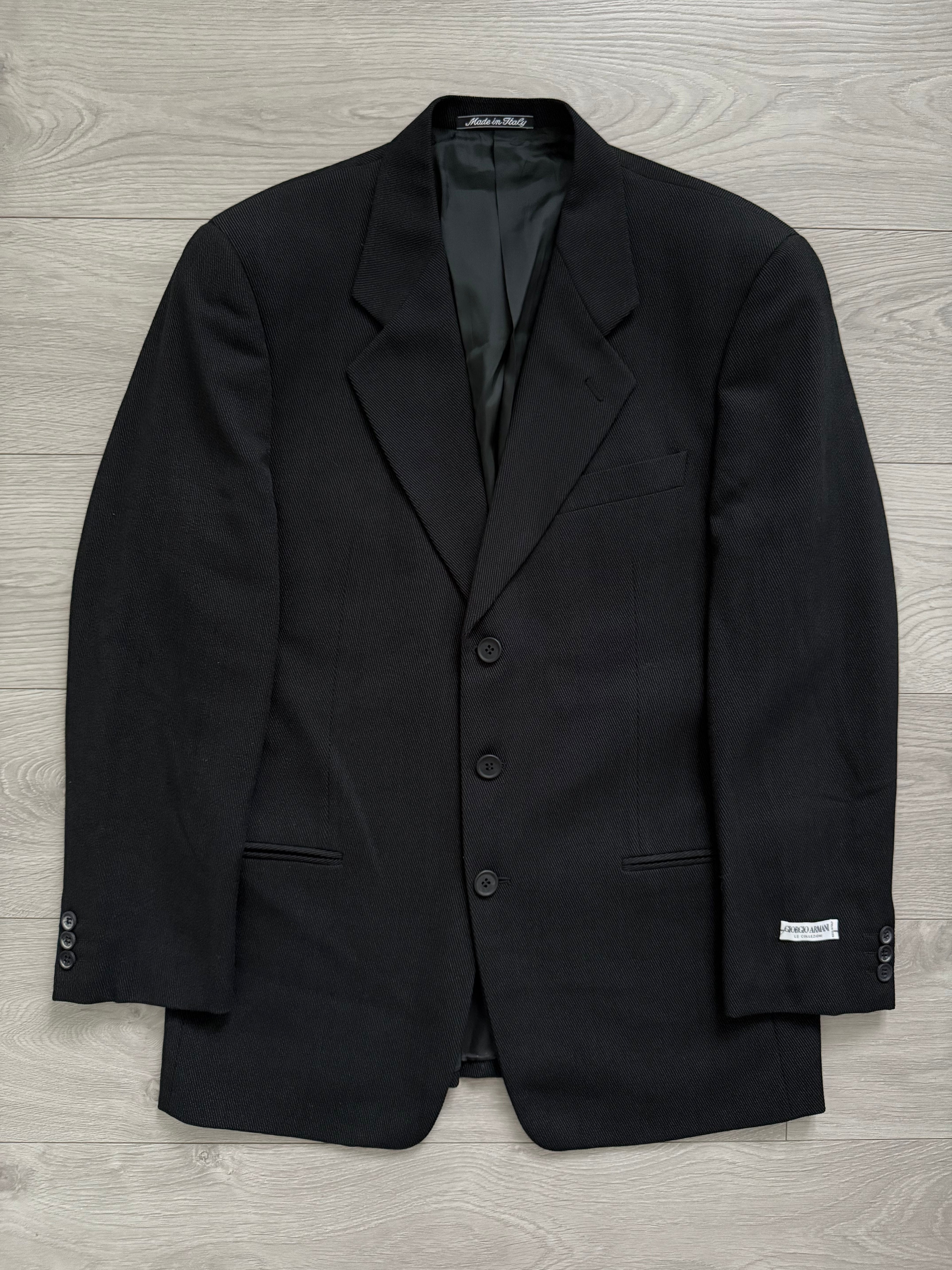 Giorgio Armani 1980s 3B Pleated Wool Suit Black New - Size L Jacket / 32" Waist