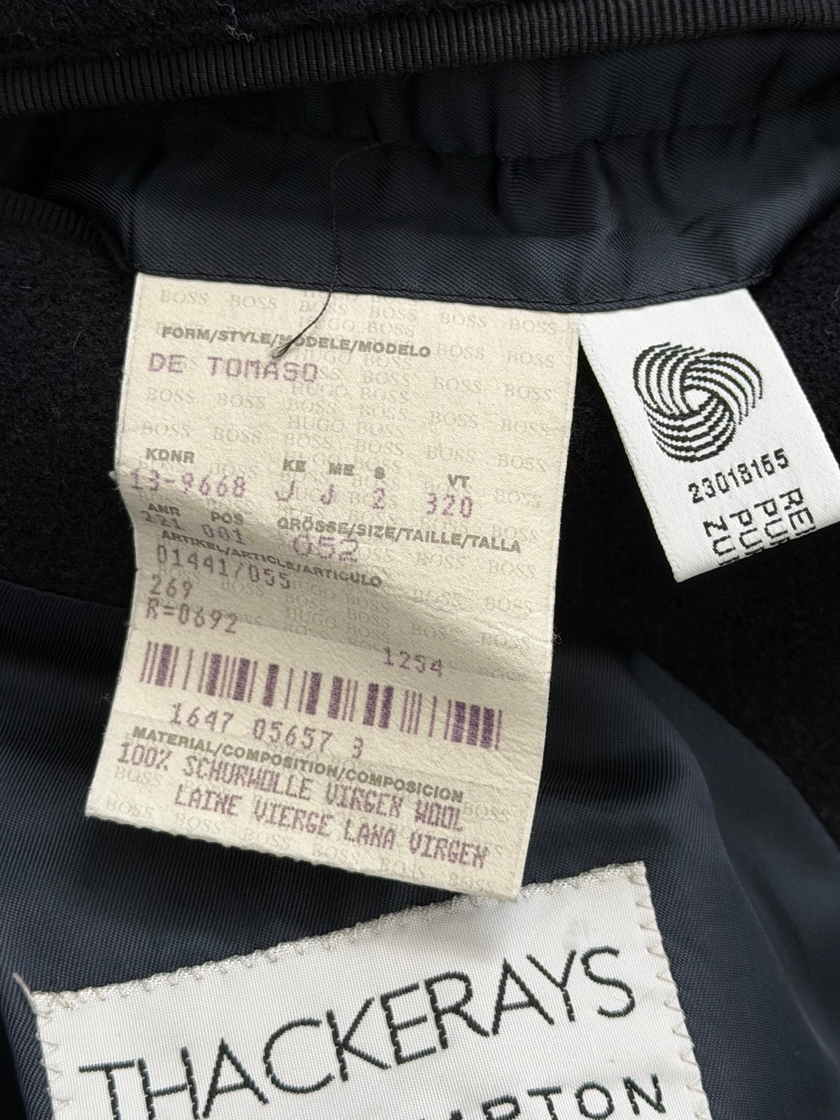 Hugo Boss 1990s Single Breasted Navy Wool Overcoat - Size XL