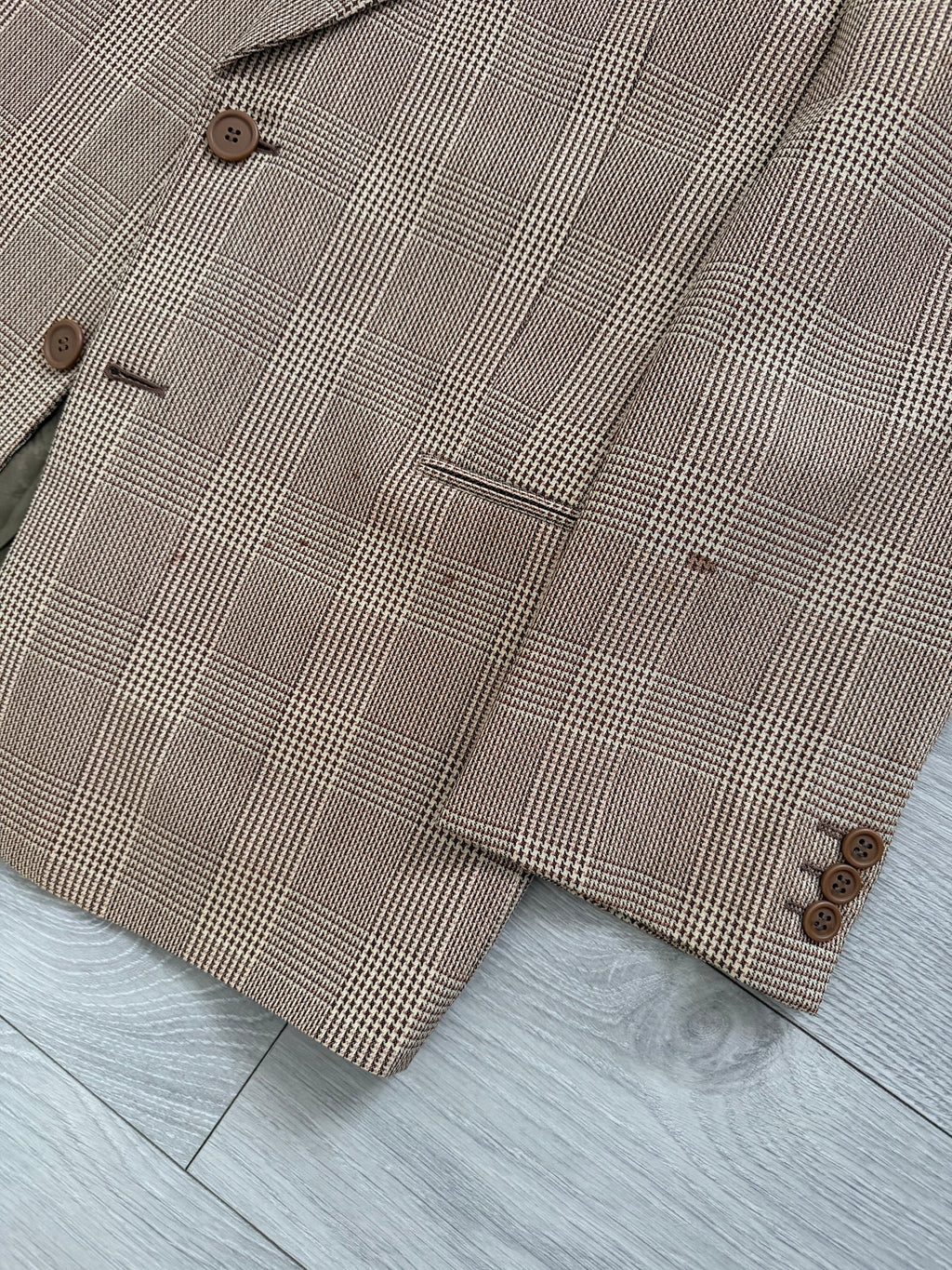Giorgio Armani 1980s 2B Textured Check Wool Sport Jacket Blazer - Size L