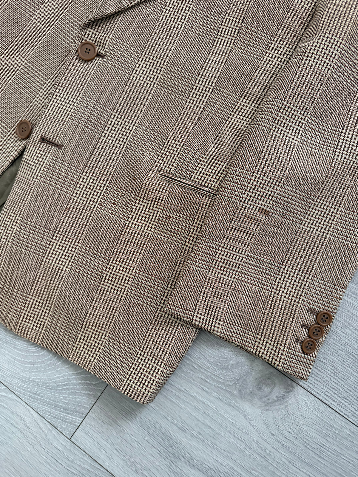 Giorgio Armani 1980s 2B Textured Check Wool Sport Jacket Blazer - Size L