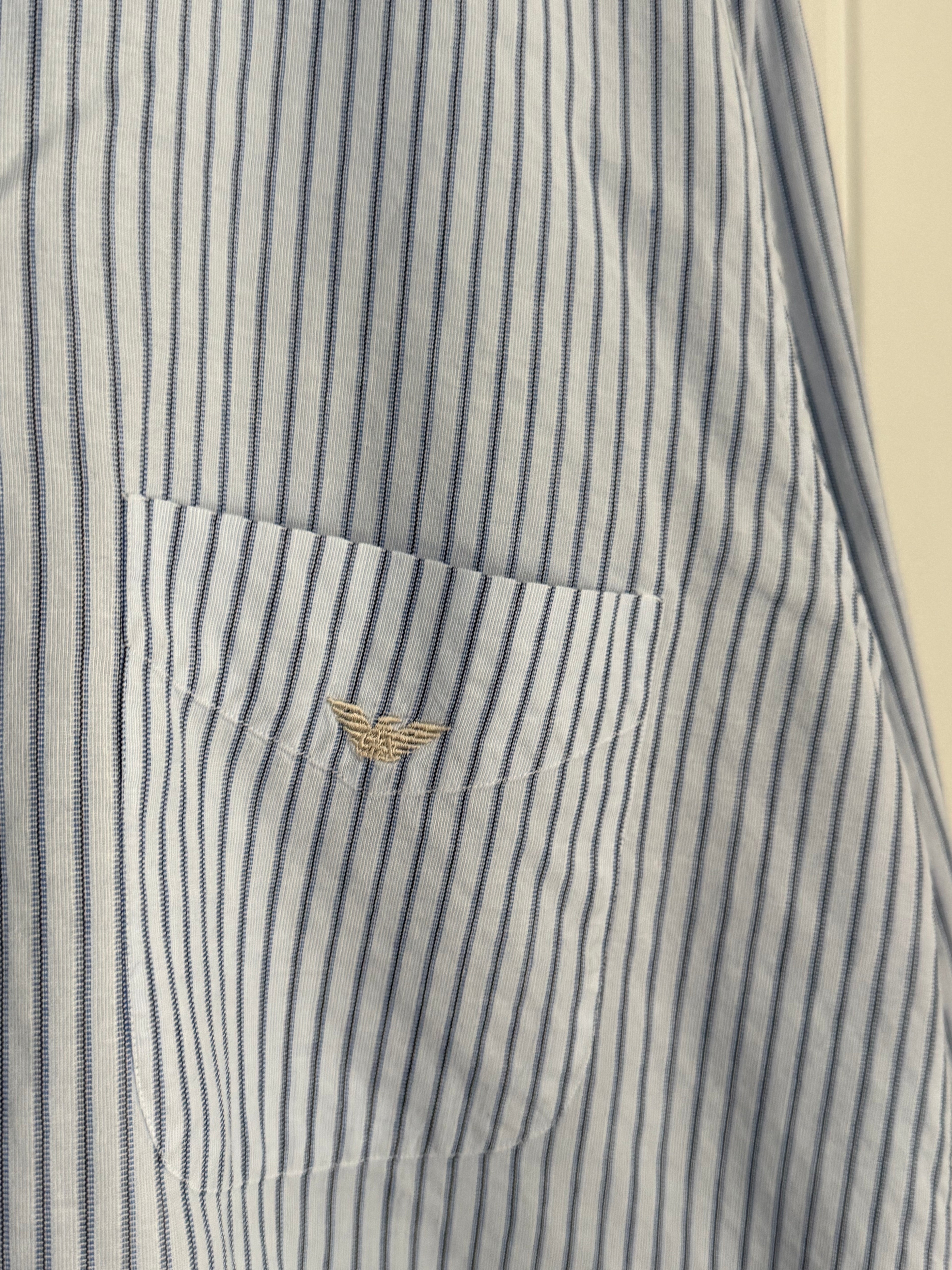 Emporio Armani 1990s Snap Collar Striped Shirt - Size S