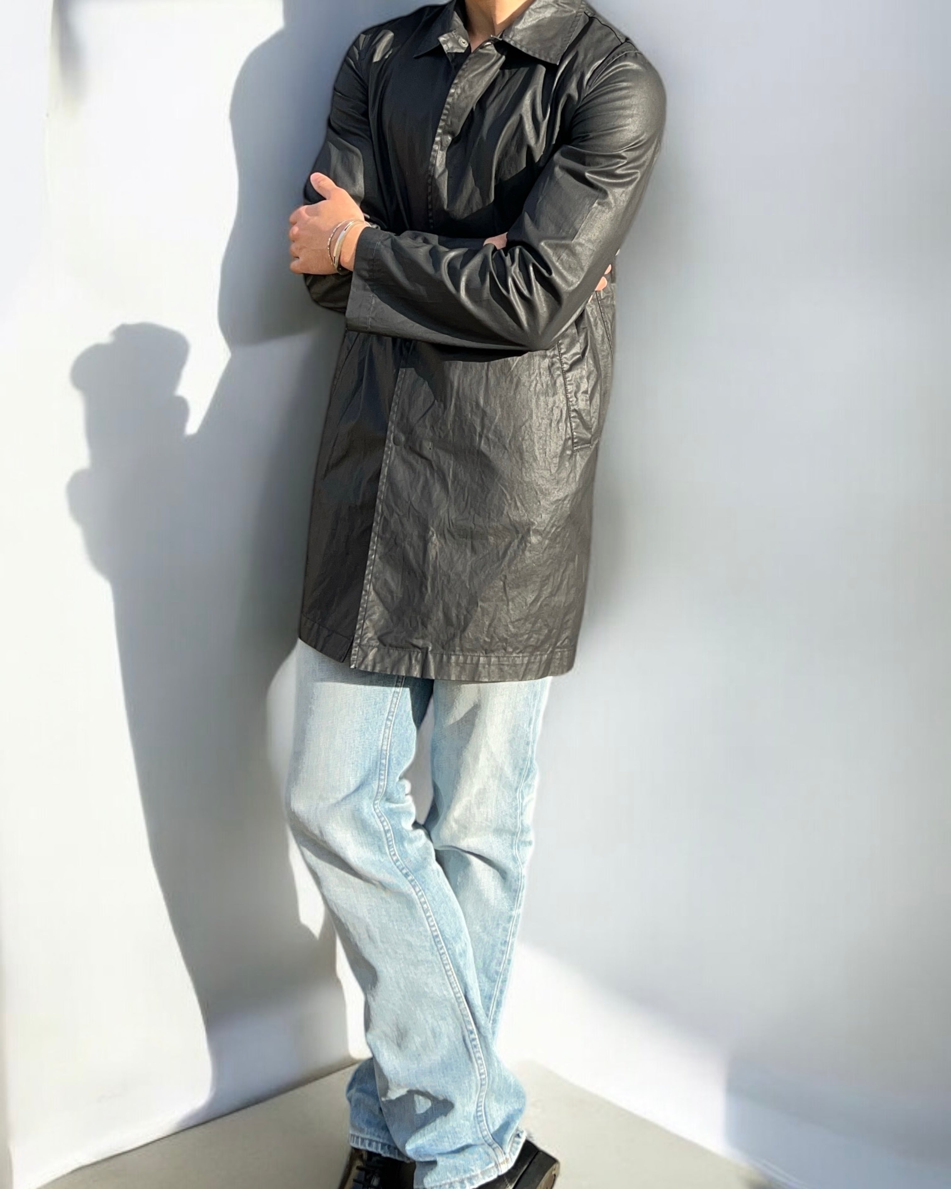 Jil Sander by Raf Simons 00s Waxed Snap Button Coat - Size S