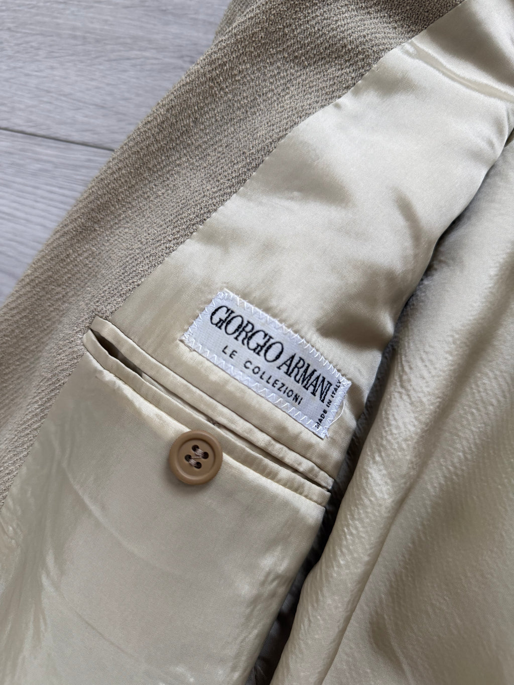 Giorgio Armani 1980s 2B Wool Silk Beige Sport Jacket Blazer - Size M