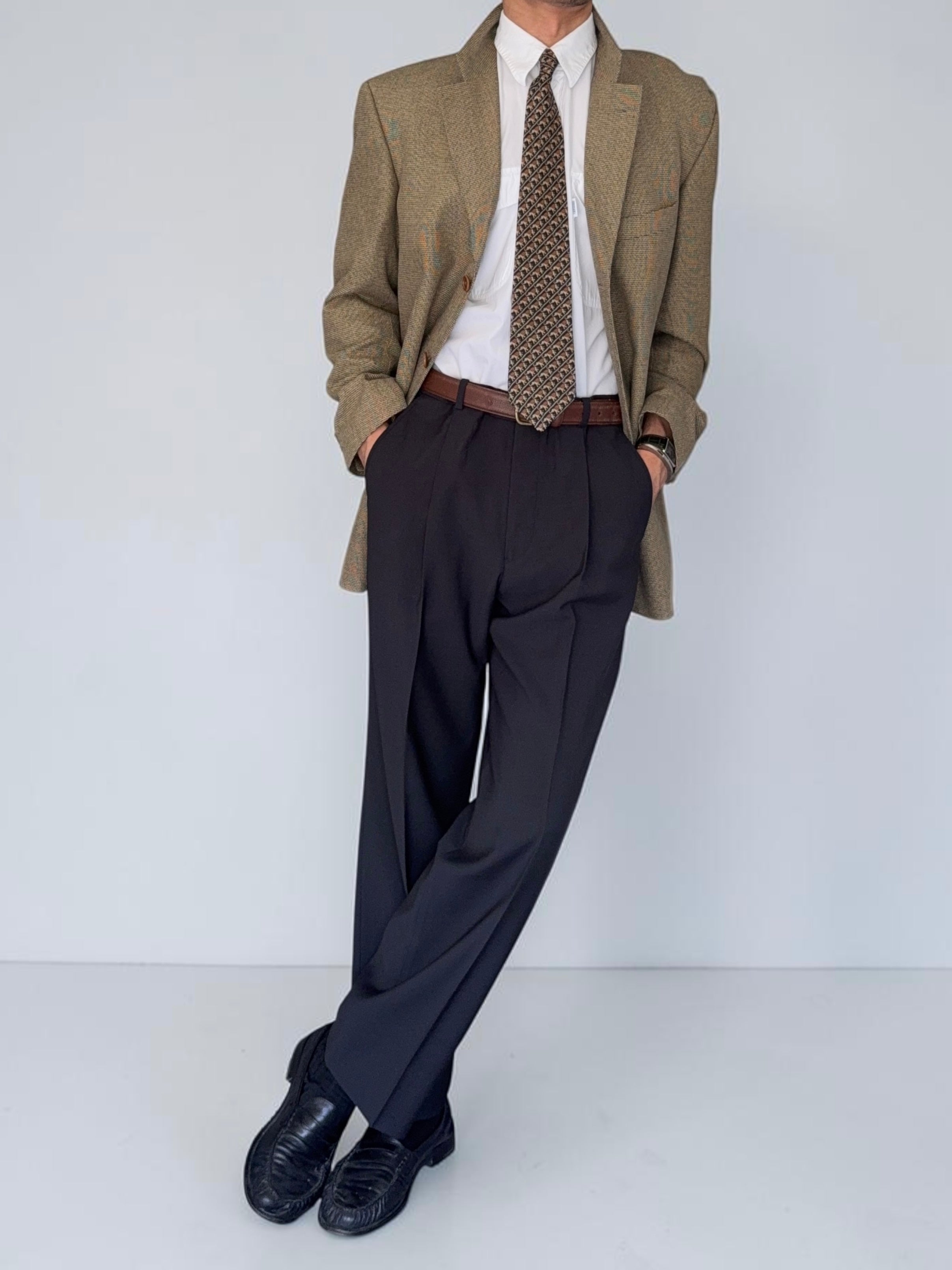 Armani 2000s Pleated Wool Black Pants - Size 30" Waist