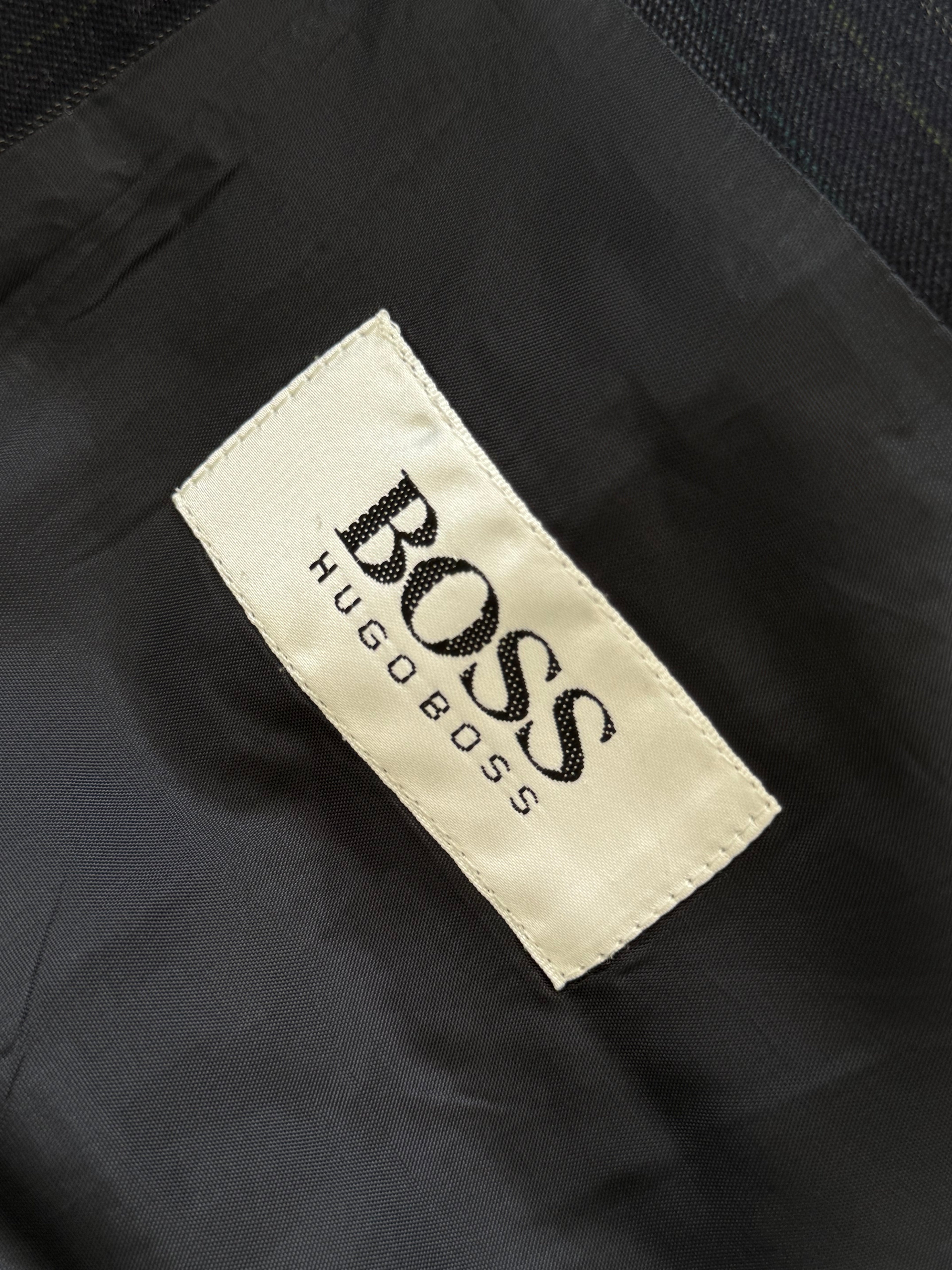 Hugo Boss 1980s Peaked Lapel Double Breasted Wool Jacket Navy Blue - Size L