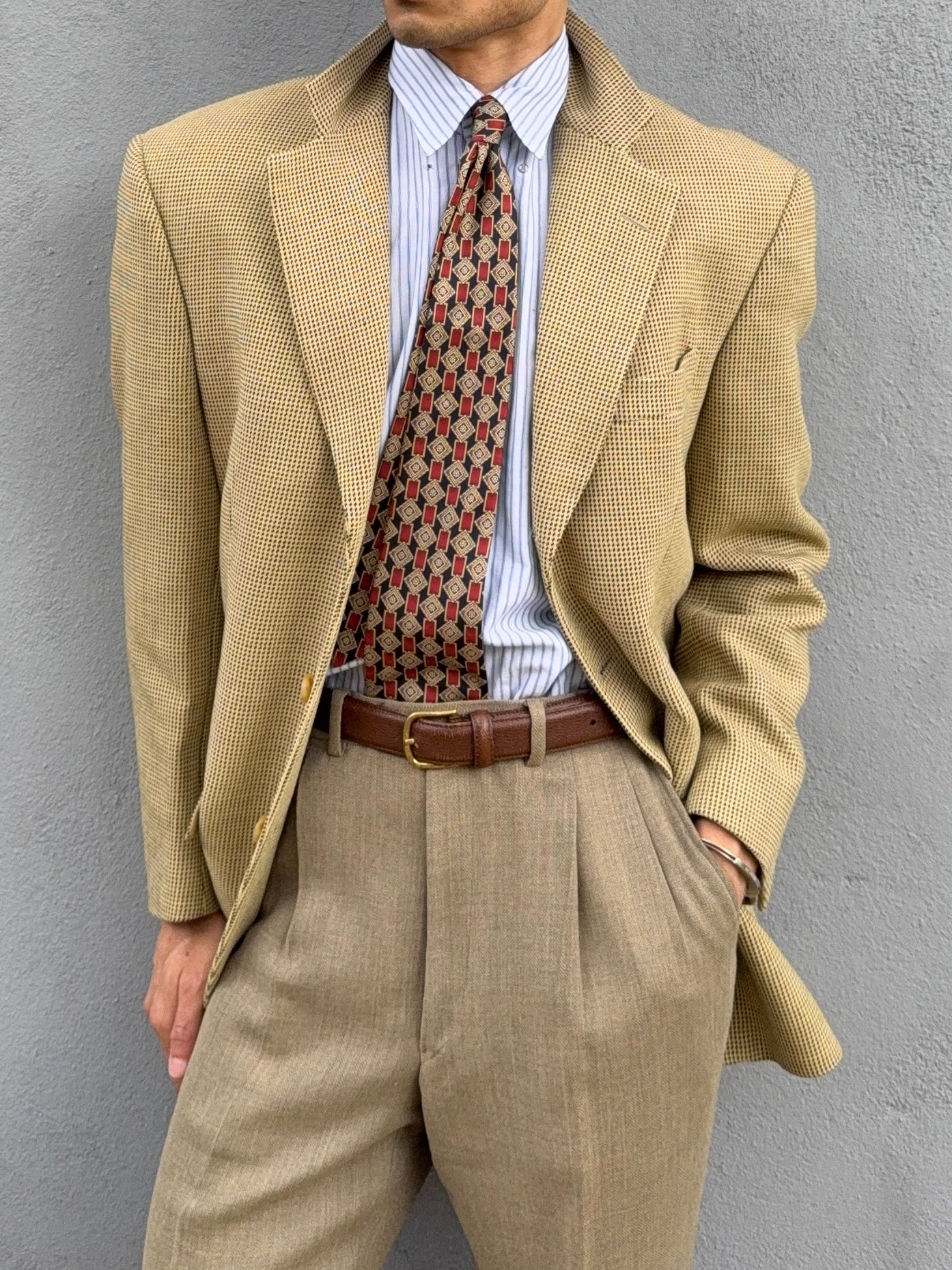 Valentino 1980s 3B Textured Wool Sports Jacket Blazer  - Size M