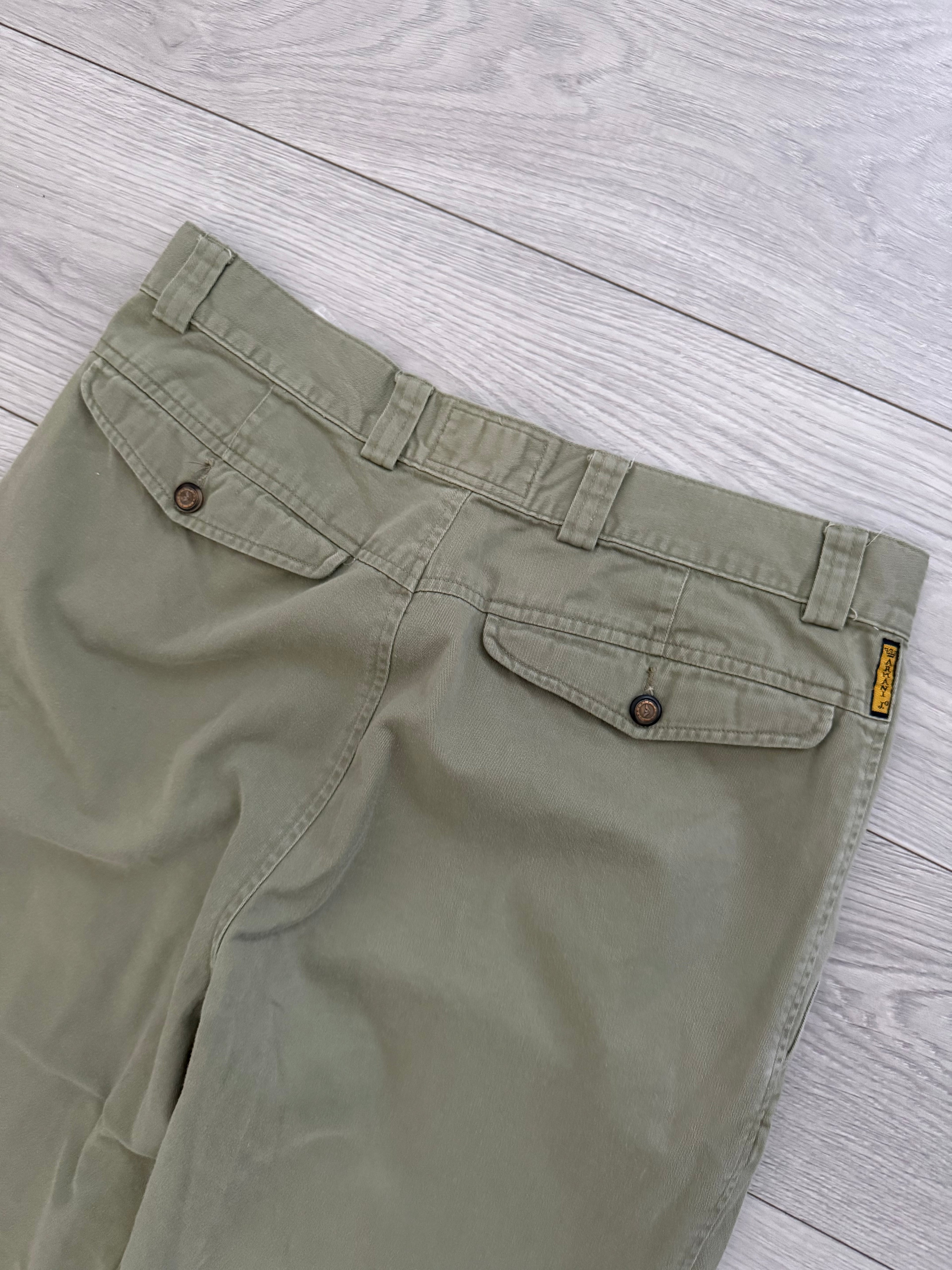Armani 1990s Pleated Green Chino Pants - Size 34" Waist