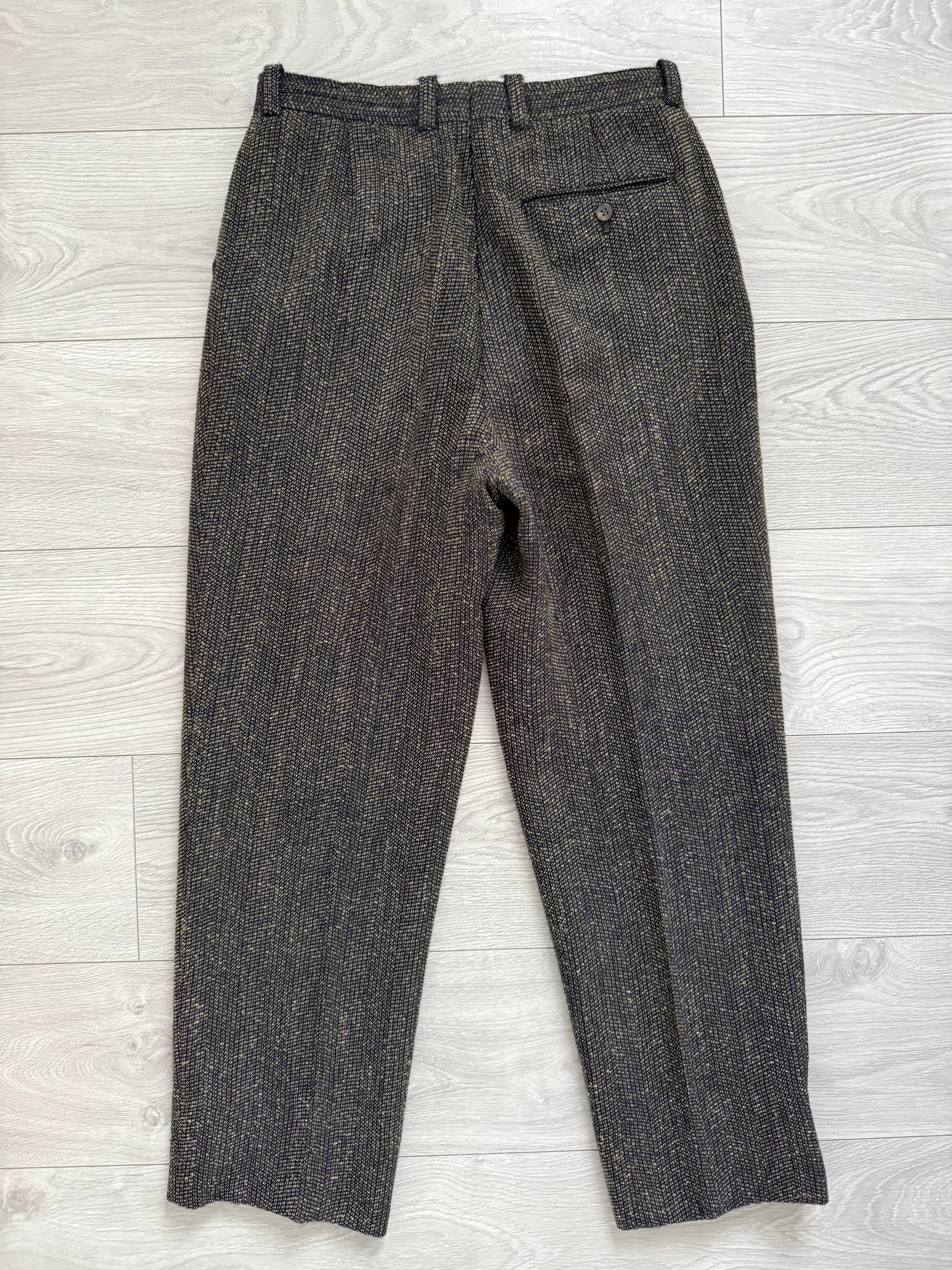 Umberto Ginocchietti 1980s Double Breasted Pleated Wool Textured Suit Brown - Size M Jacket / 30" Waist