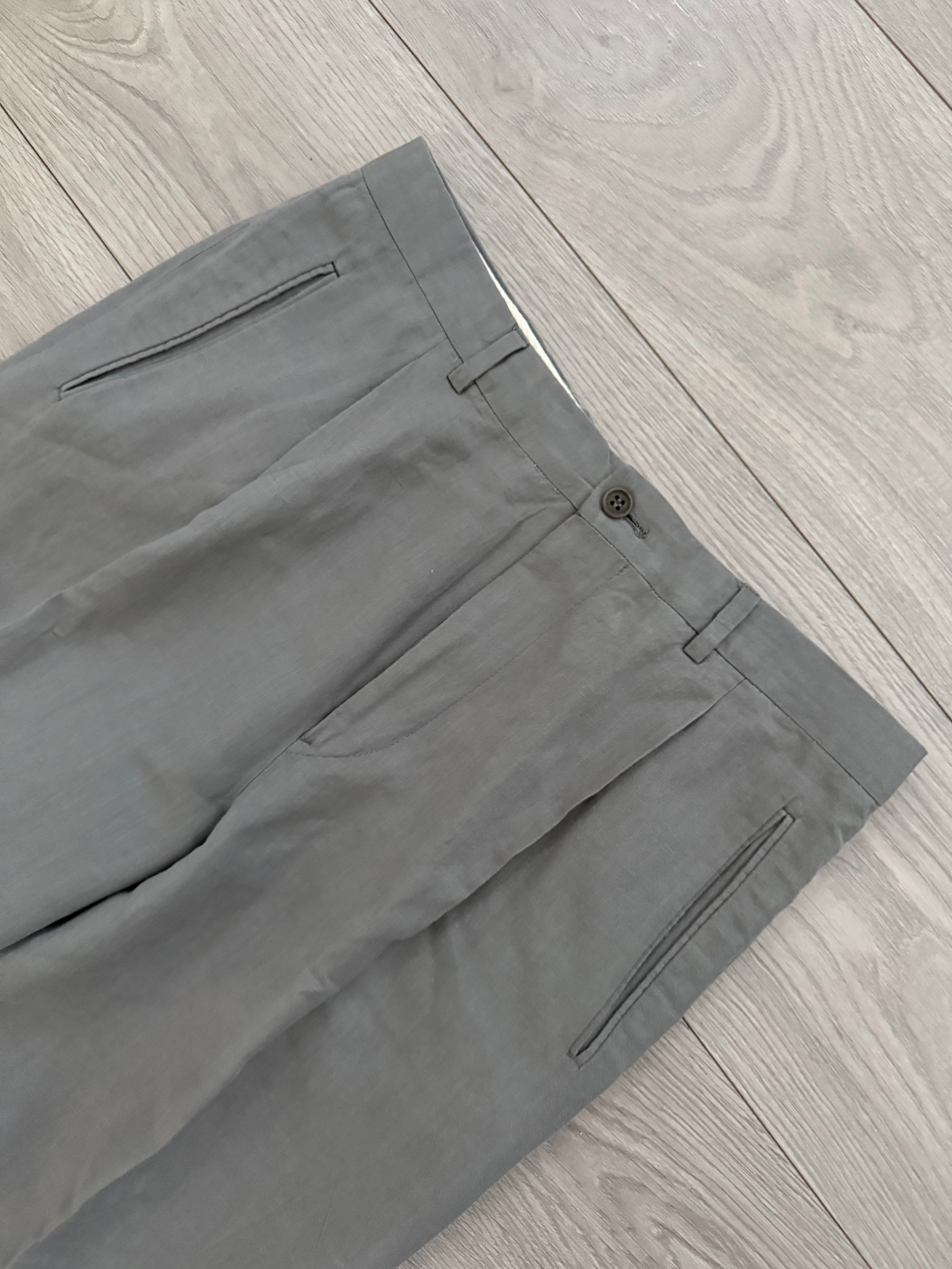 Giorgio Armani 1980s 3B Linen Blend Suit Grey - Size L Jacket / 32" Waist