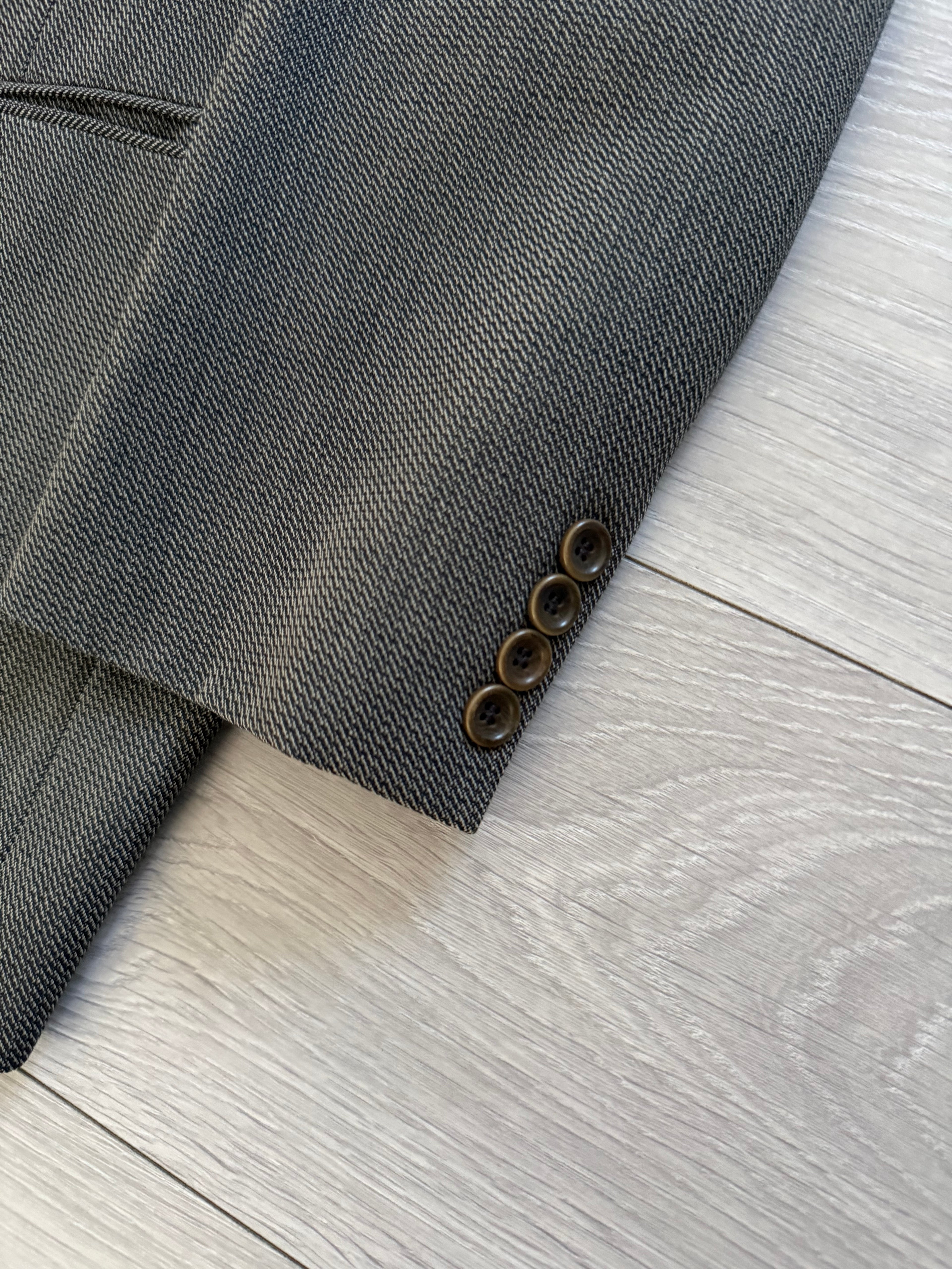 Hugo Boss 1980s 'Omega' Peaked Lapel Double Breasted Textured Wool Sports Jacket Blazer - Size L