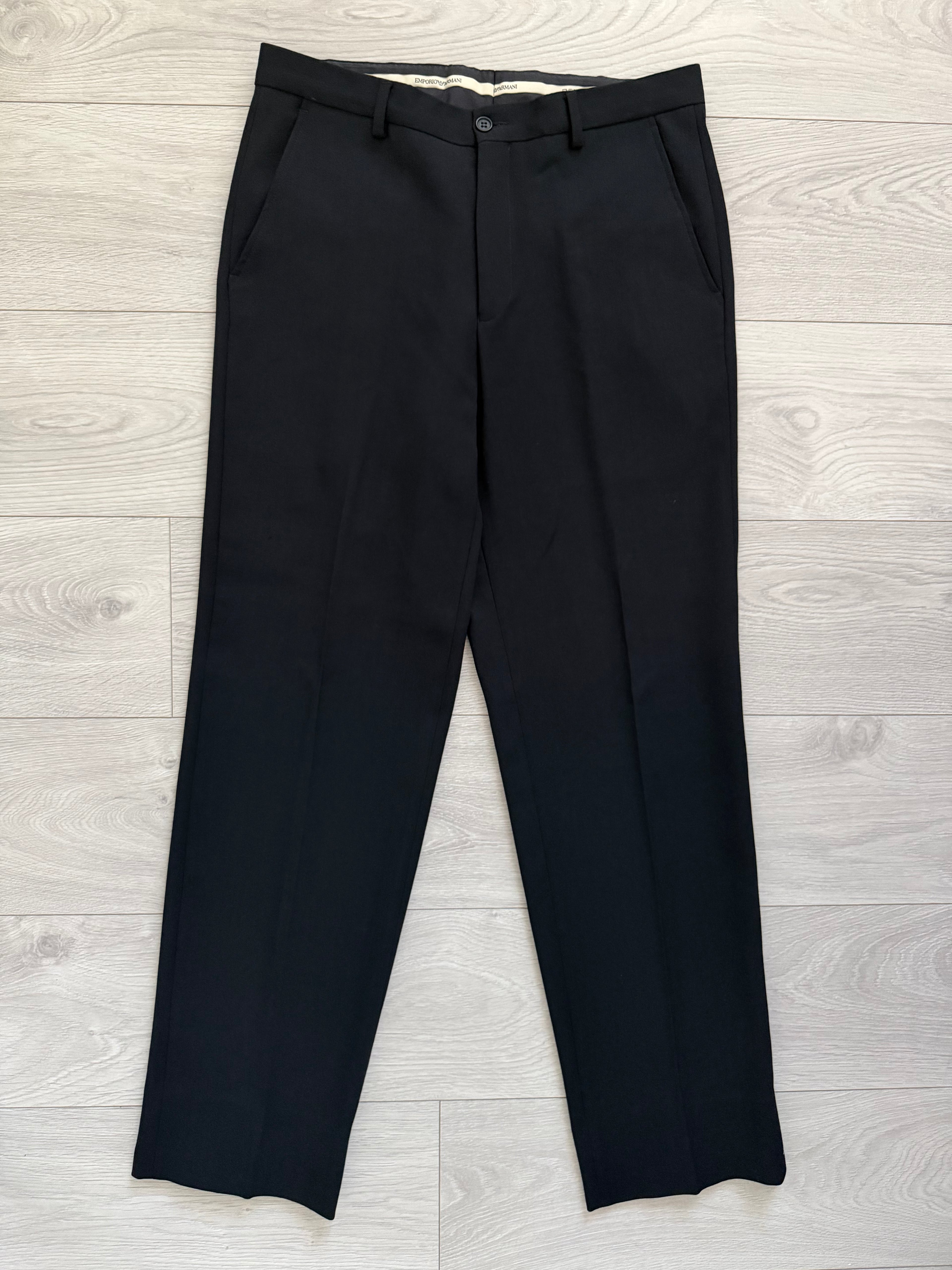 Emporio Armani 1990s 3B Black Draped Wool Suit - Size L Jacket / 34" Waist
