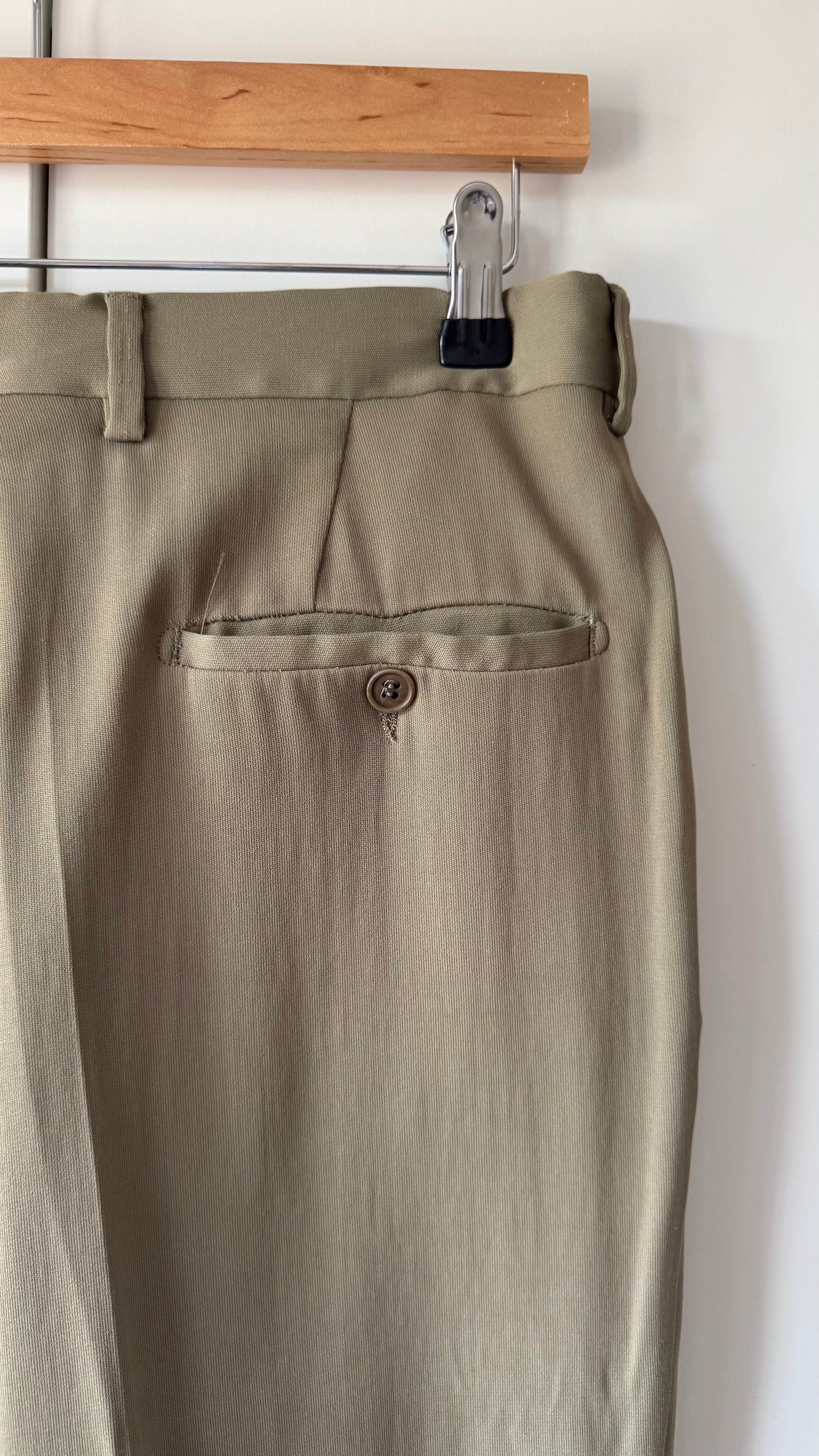 Emporio Armani AW1995 Nehru Collar Draped Khaki Taupe Suit - Size S Jacket / 30" Waist