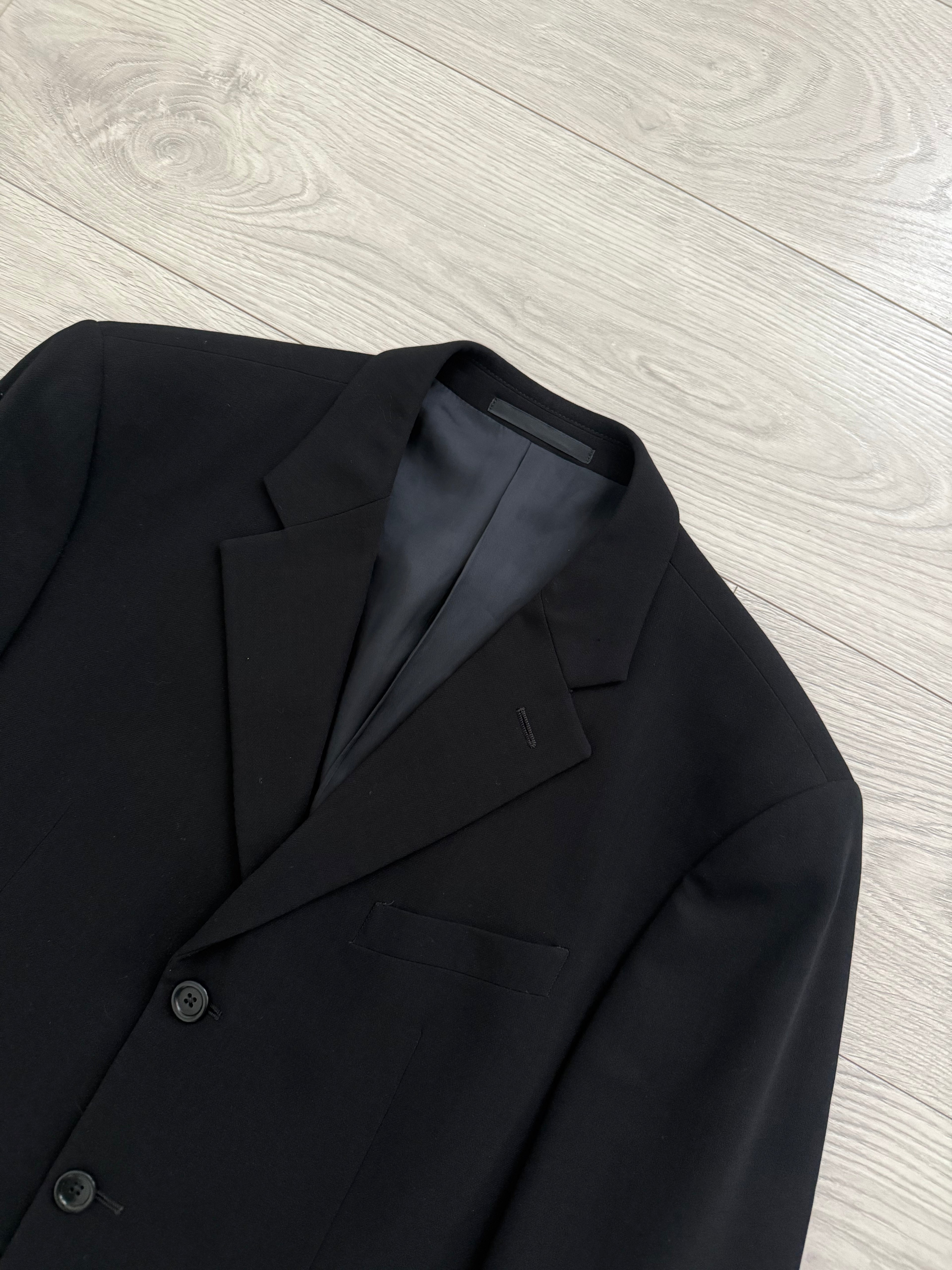 Armani 1990s 3B Black Pleated Wool Suit - Size L Jacket / 33" Waist