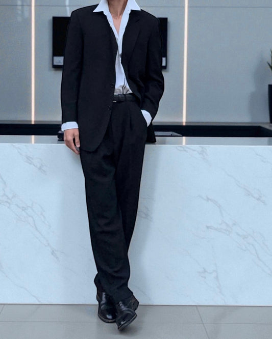 Giorgio Armani 1990s Black Wool Suit - M Jacket / 32" Waist