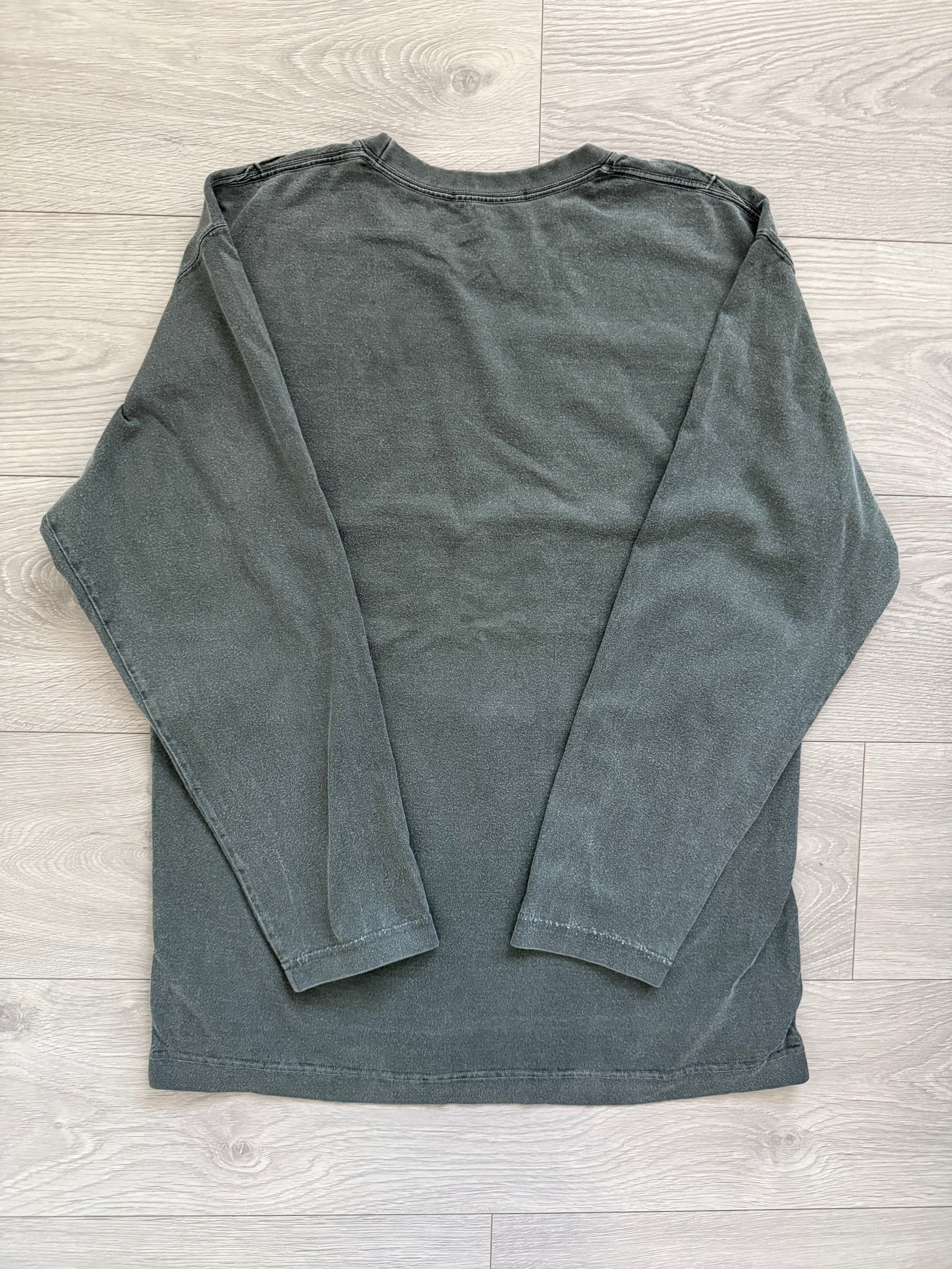 Issey Miyake Early 00s Faded Grey Green Long Sleeve T-Shirt - Size M