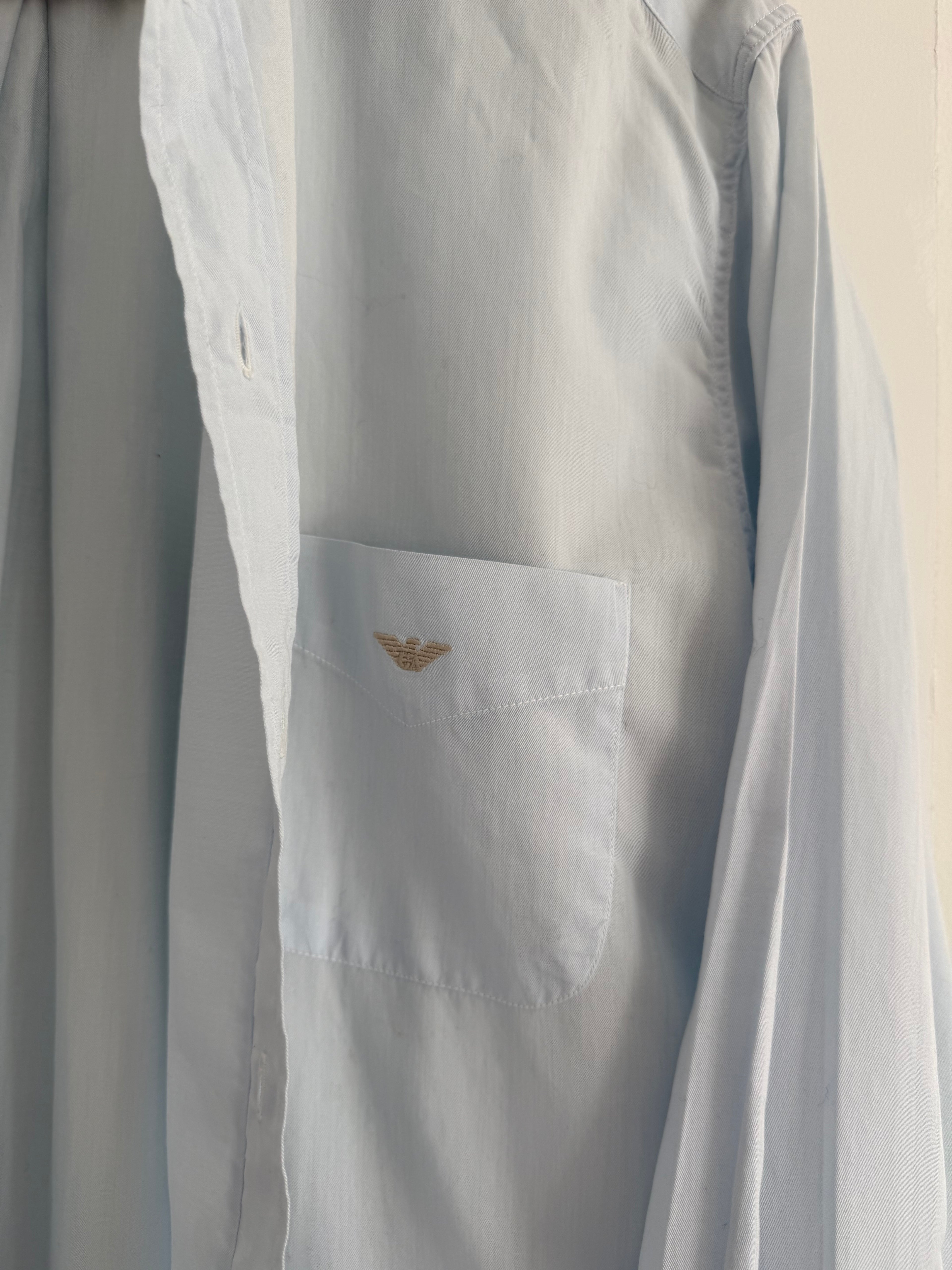 Emporio Armani 1990s Blue Cotton Shirt - Size L