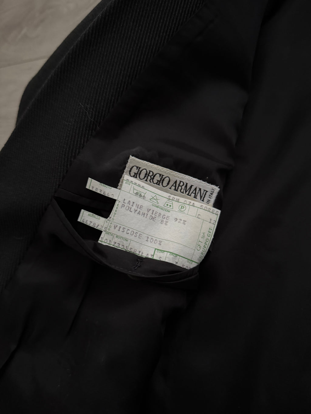 Giorgio Armani 1980s Double Breasted Pleated Wool Suit Black New - Size L Jacket / 32" Waist