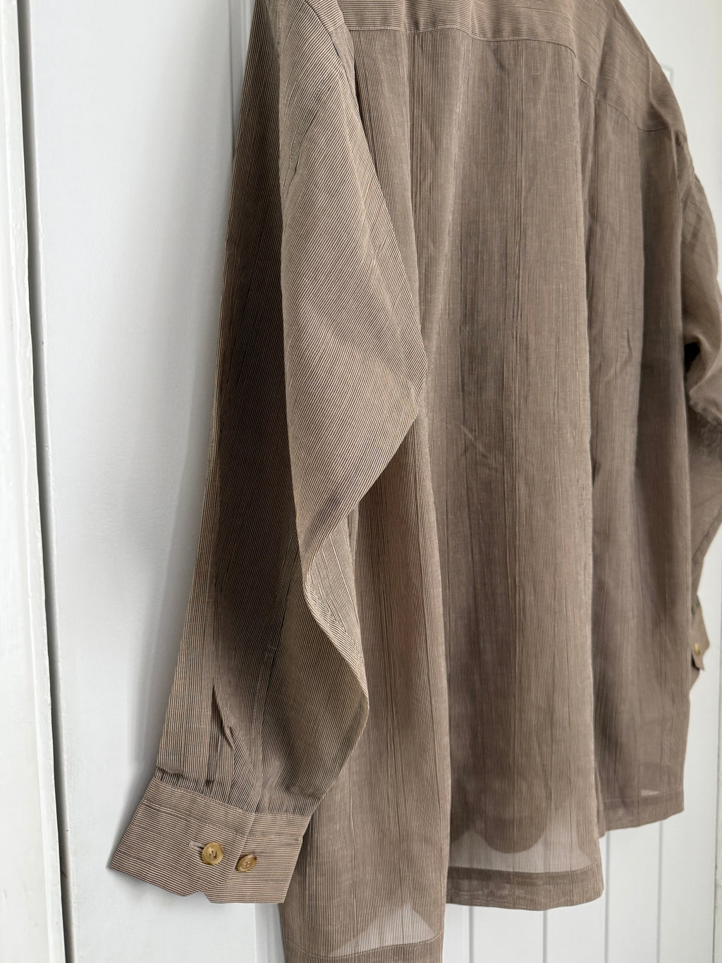 Issey Miyake 1990s Nehure Collar Taupe Relaxed Shirt - Size L