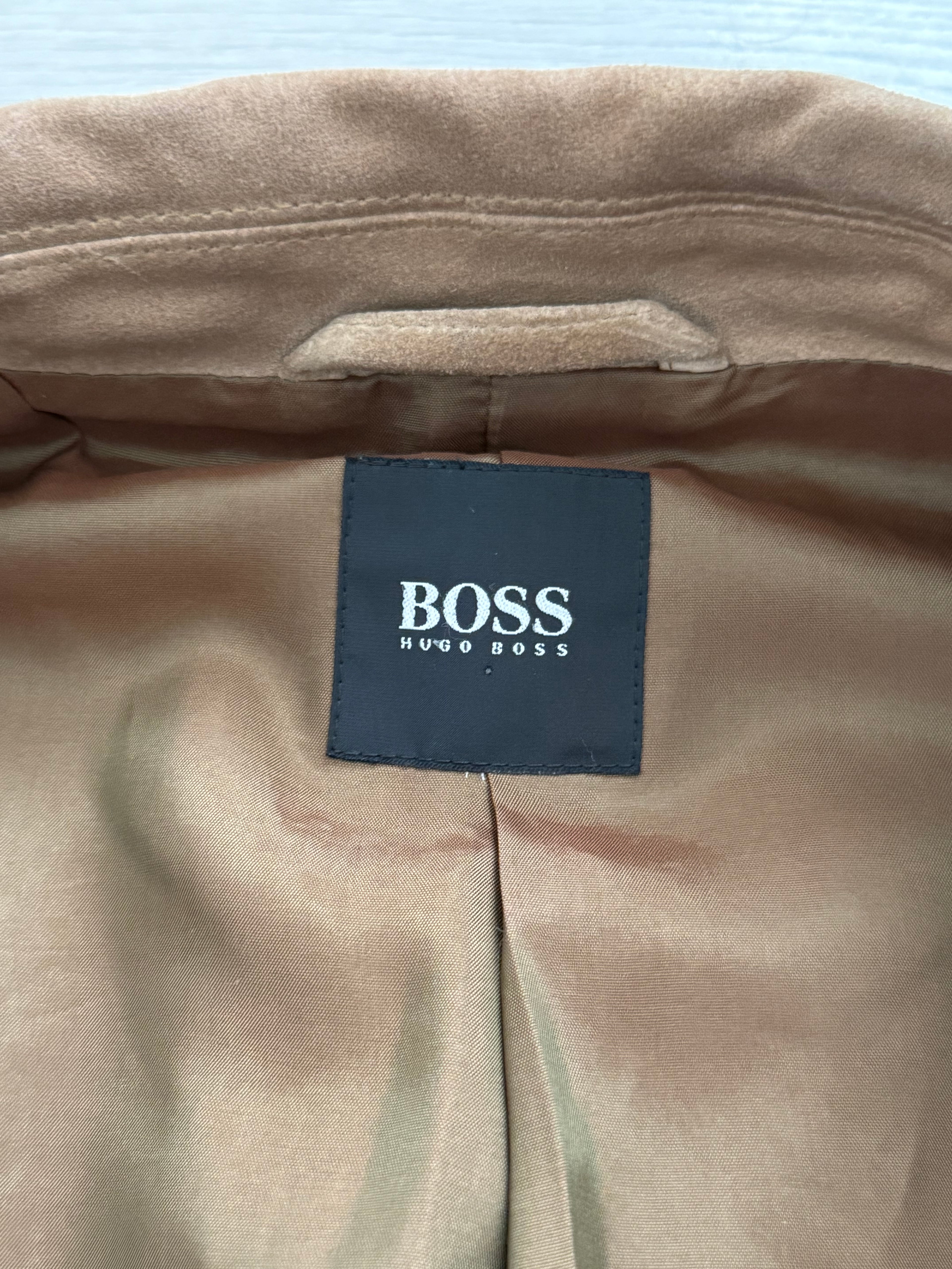 Hugo Boss 1990s Italian Calf Leather Suede 2B Jacket - Size L
