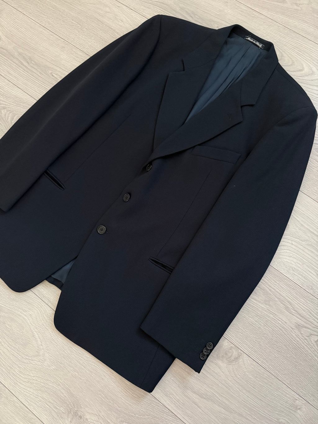 Giorgio Armani 1980s 3B Wool Twill Weave Navy Pleated Suit - Size XXL Jacket / 35" Waist