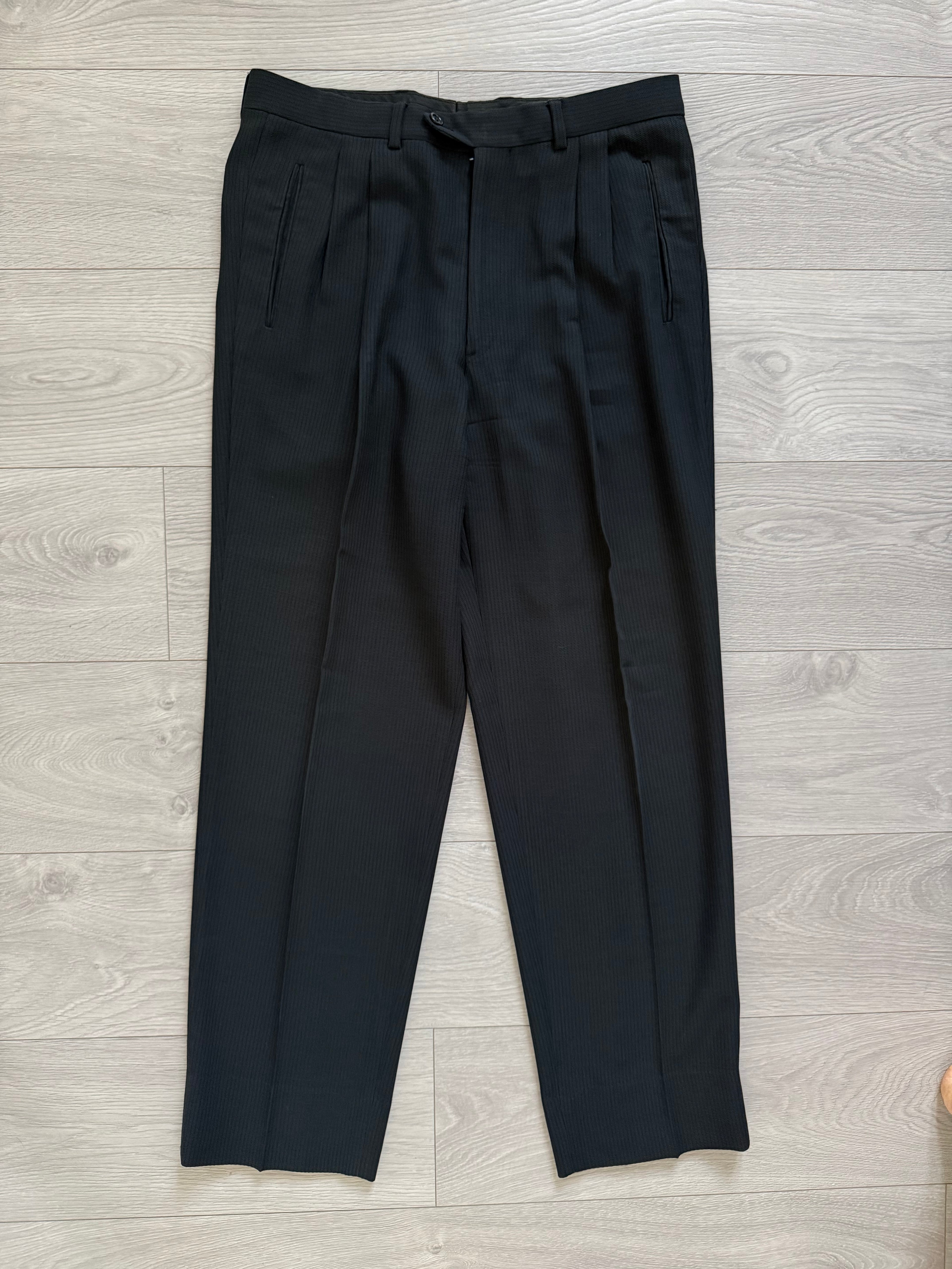Armani 1990s 3B Draped Woven Wool Pleated Suit - Size L Jacket / 34" Waist