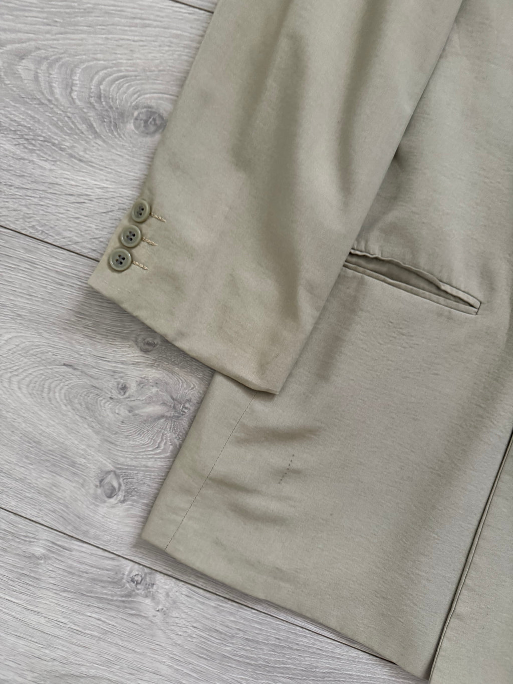 Emporio Armani 1990s Peaked Lapel Double Breasted Taupe Grey Sports Jacket Blazer - Size L