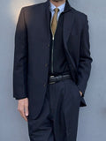 Comme Des Garcons Homme 2001 3B Navy Blue Pleated Wool Blend Suit - Size M Jacket / 30" Waist