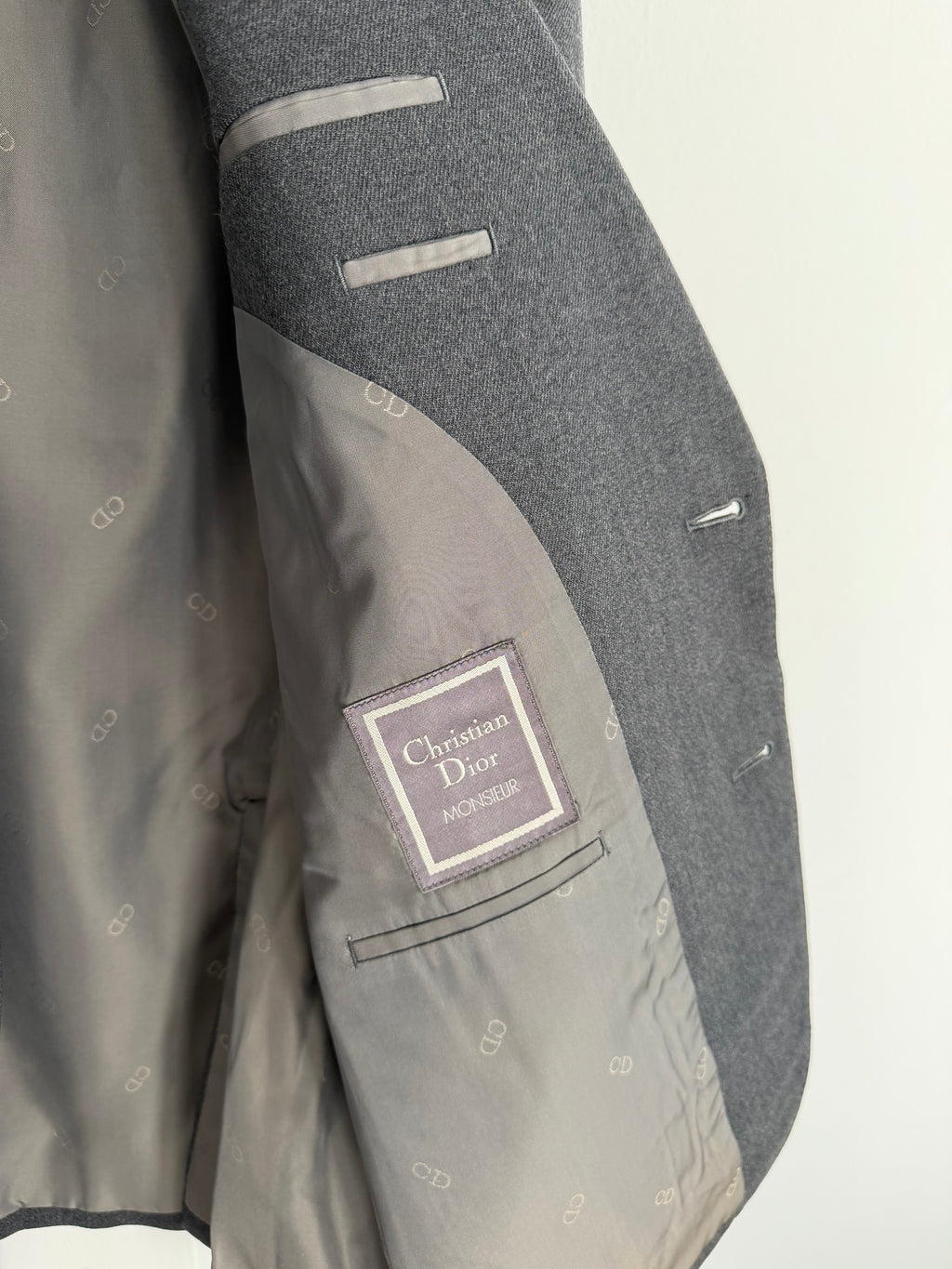 Dior 1980s 2B Metal Button Grey Wool Sport Jacket Blazer  - Size M