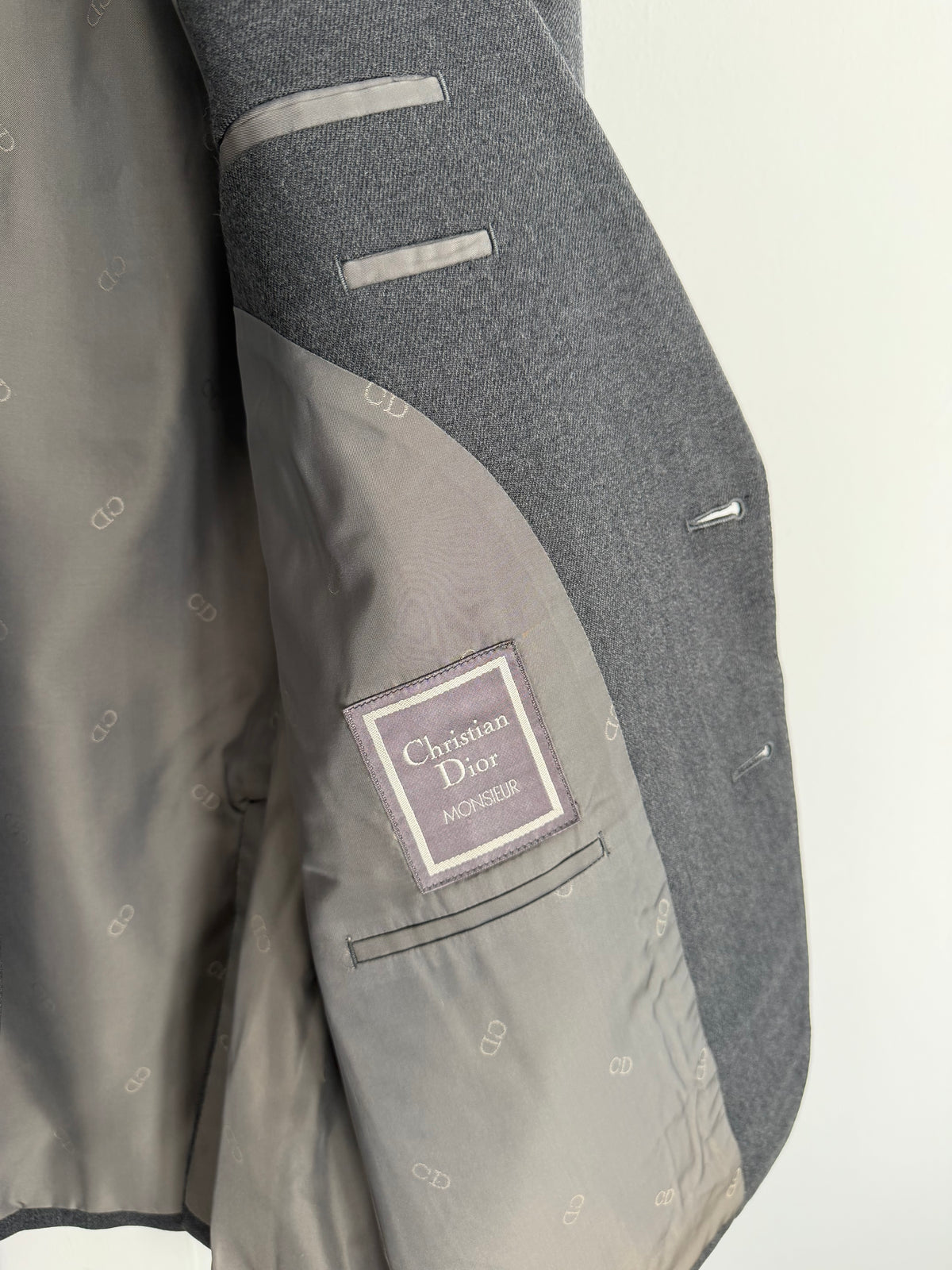Dior 1980s 2B Metal Button Grey Wool Sport Jacket Blazer  - Size M