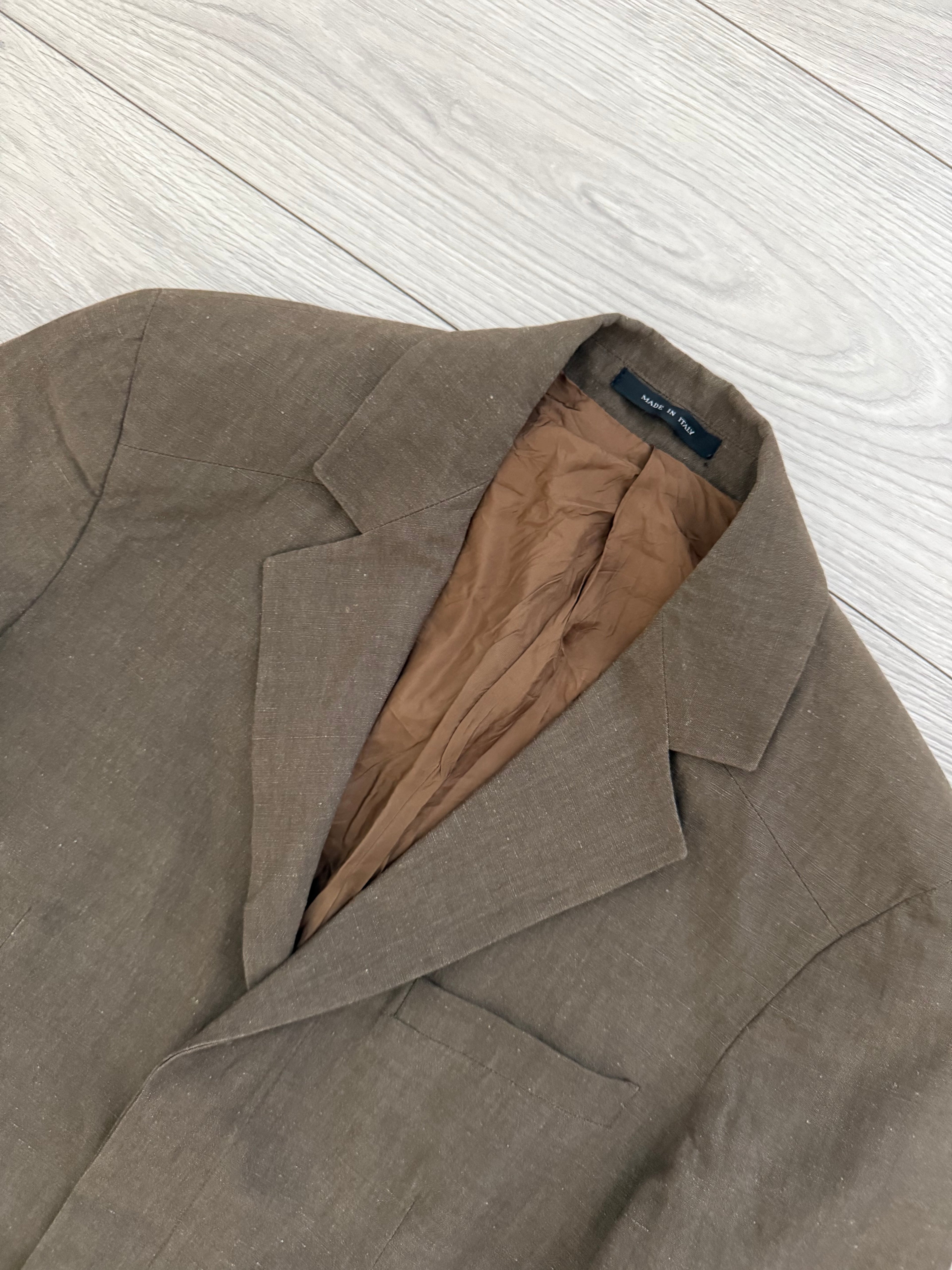 Emporio Armani 1990s 3B Linen Cotton Brown Sports Jacket Blazer - Size S