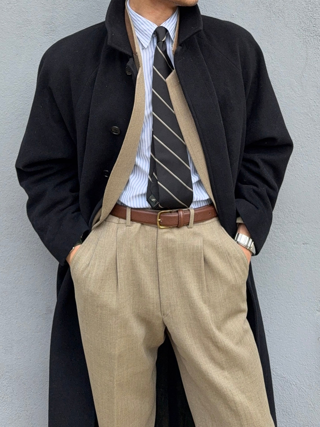 Giorgio Armani 1980s Balmacaan Wool Overcoat - Size M