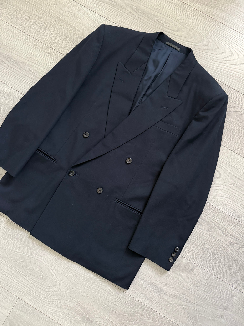 Comme Des Garcons Homme 1992 Double Breasted Pleated Wool Navy Suit - Size M Jacket / 30" Waist