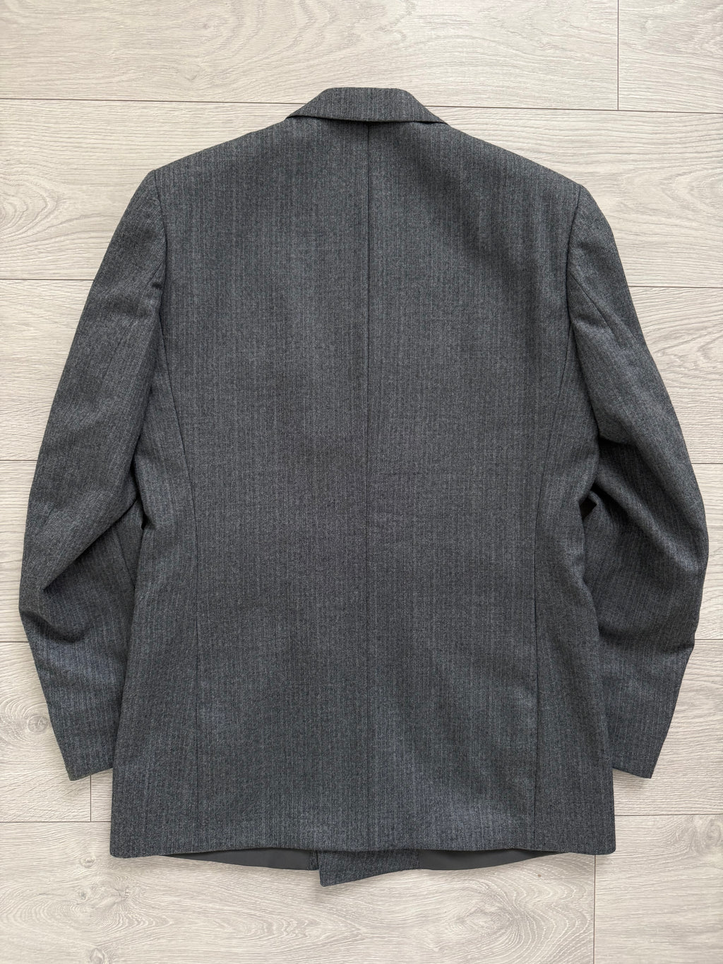 Vintage 1980s Peaked Lapel Double Breasted Pleated Wool Suit Grey Made in England - Size S Jacket / 30" Waist