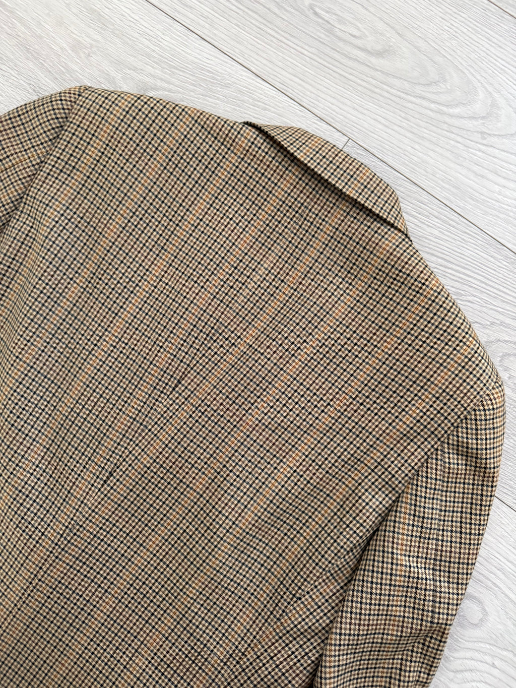 Burberry 1990s 2B Wool Multi-Pattern Tan Sports Jacket Blazer - Size S