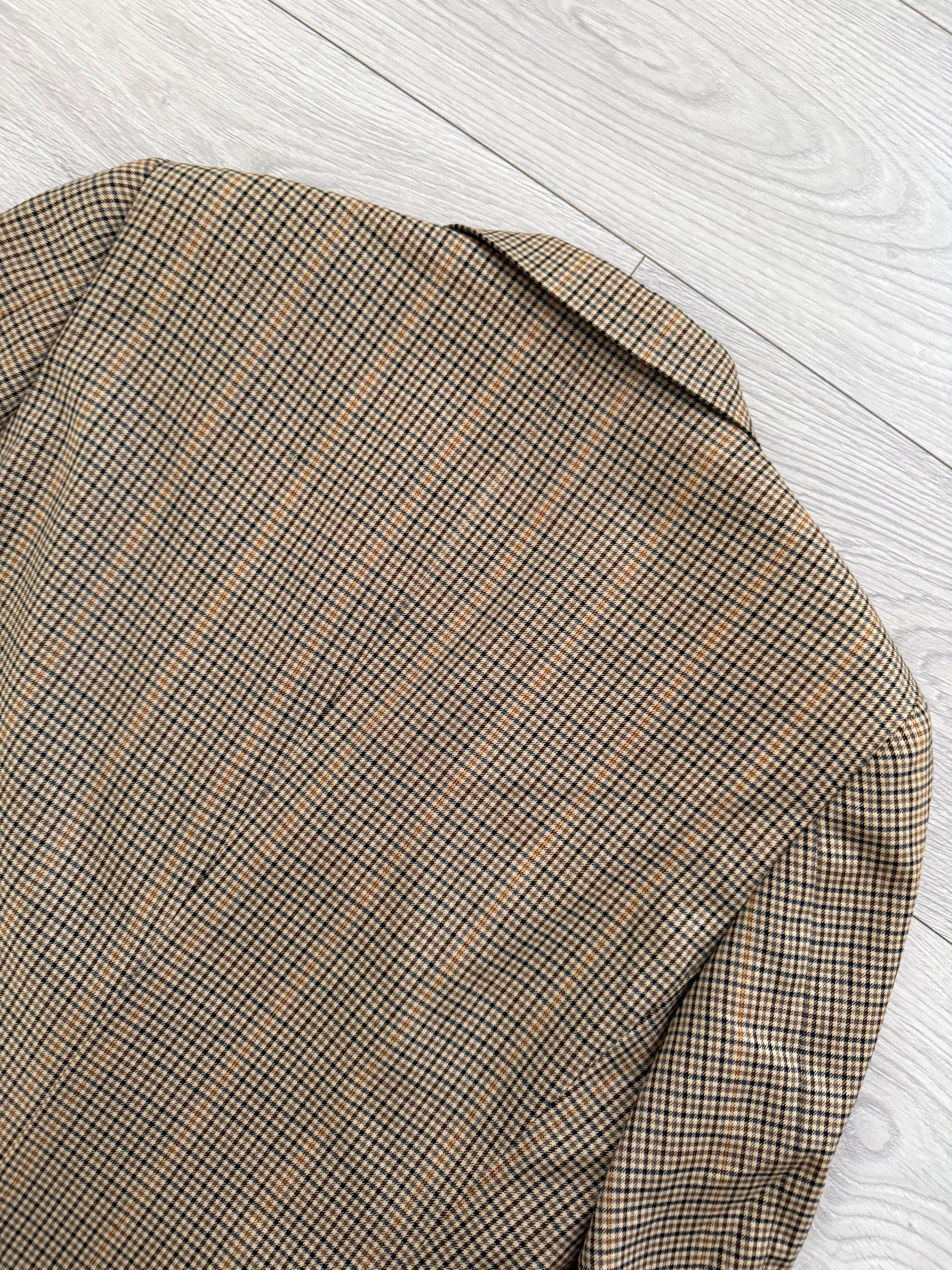 Burberry 1990s 2B Wool Multi-Pattern Tan Sports Jacket Blazer - Size S