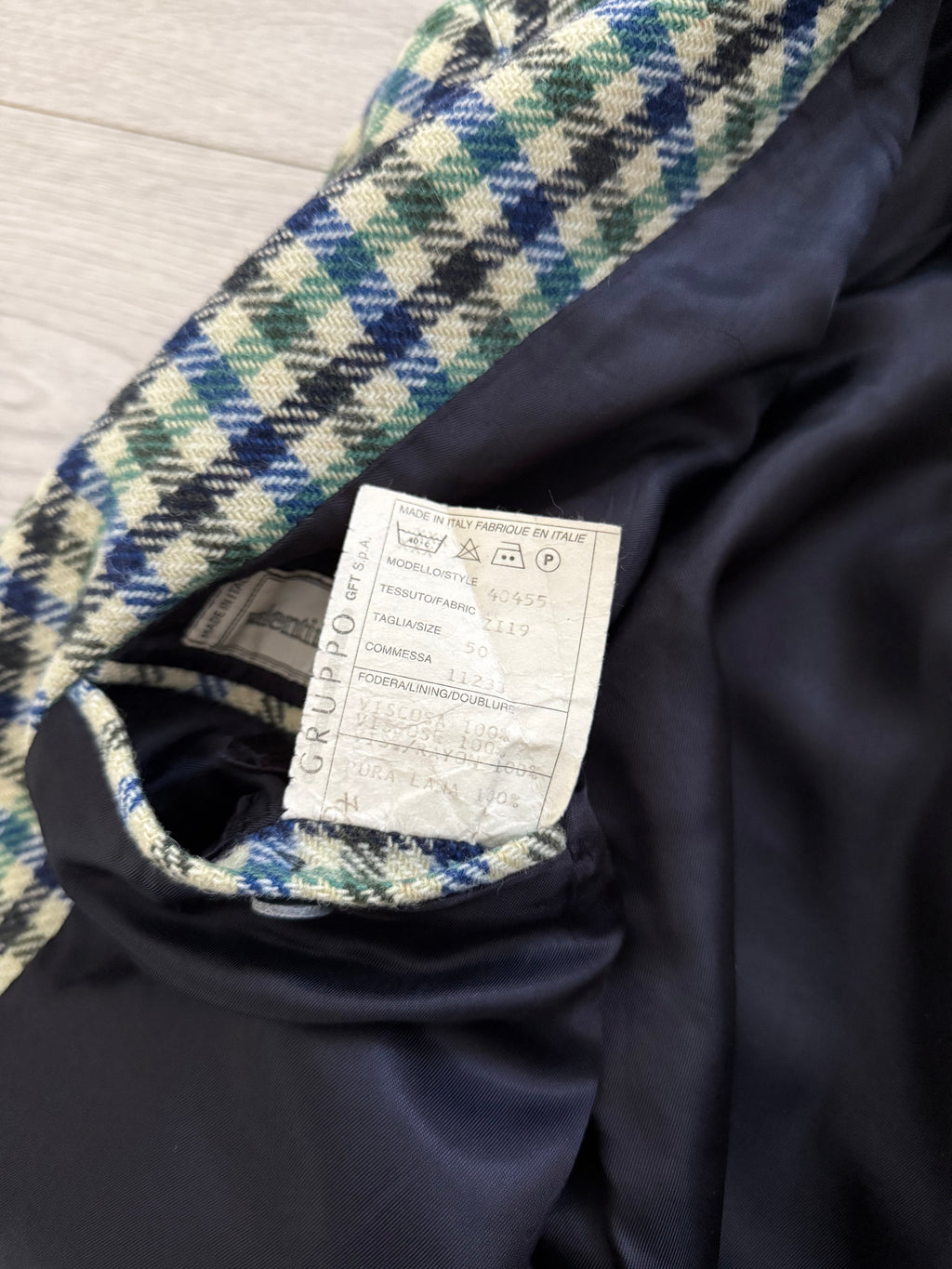 Valentino 1980s Gun Club Check Wool Sports Blazer Jacket - Size L