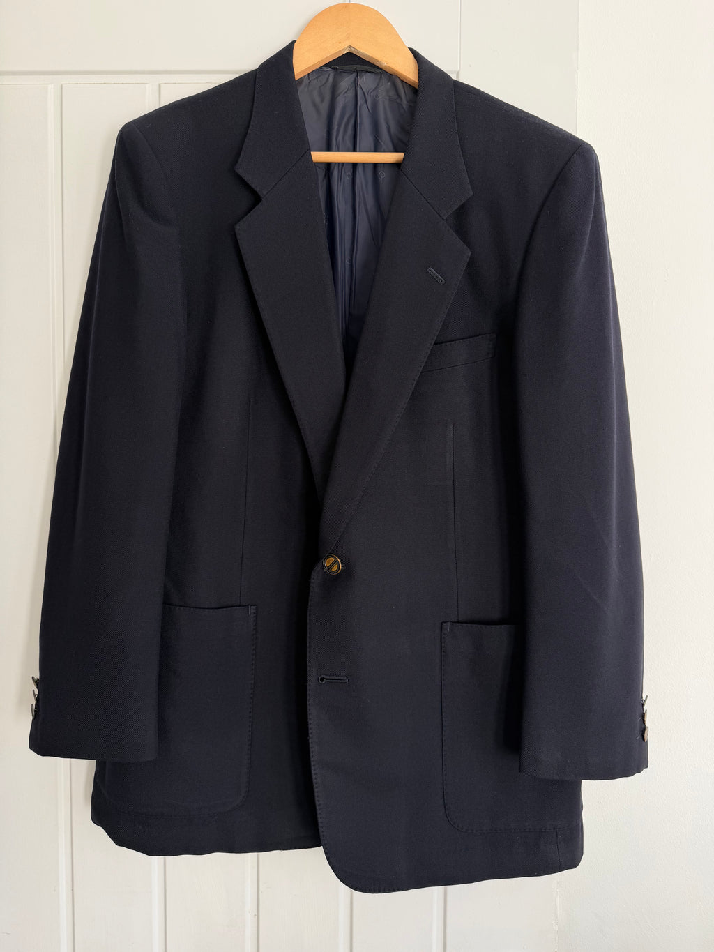 Dior 1980s 2B Metal Button Navy Wool Sport Jacket Blazer  - Size M