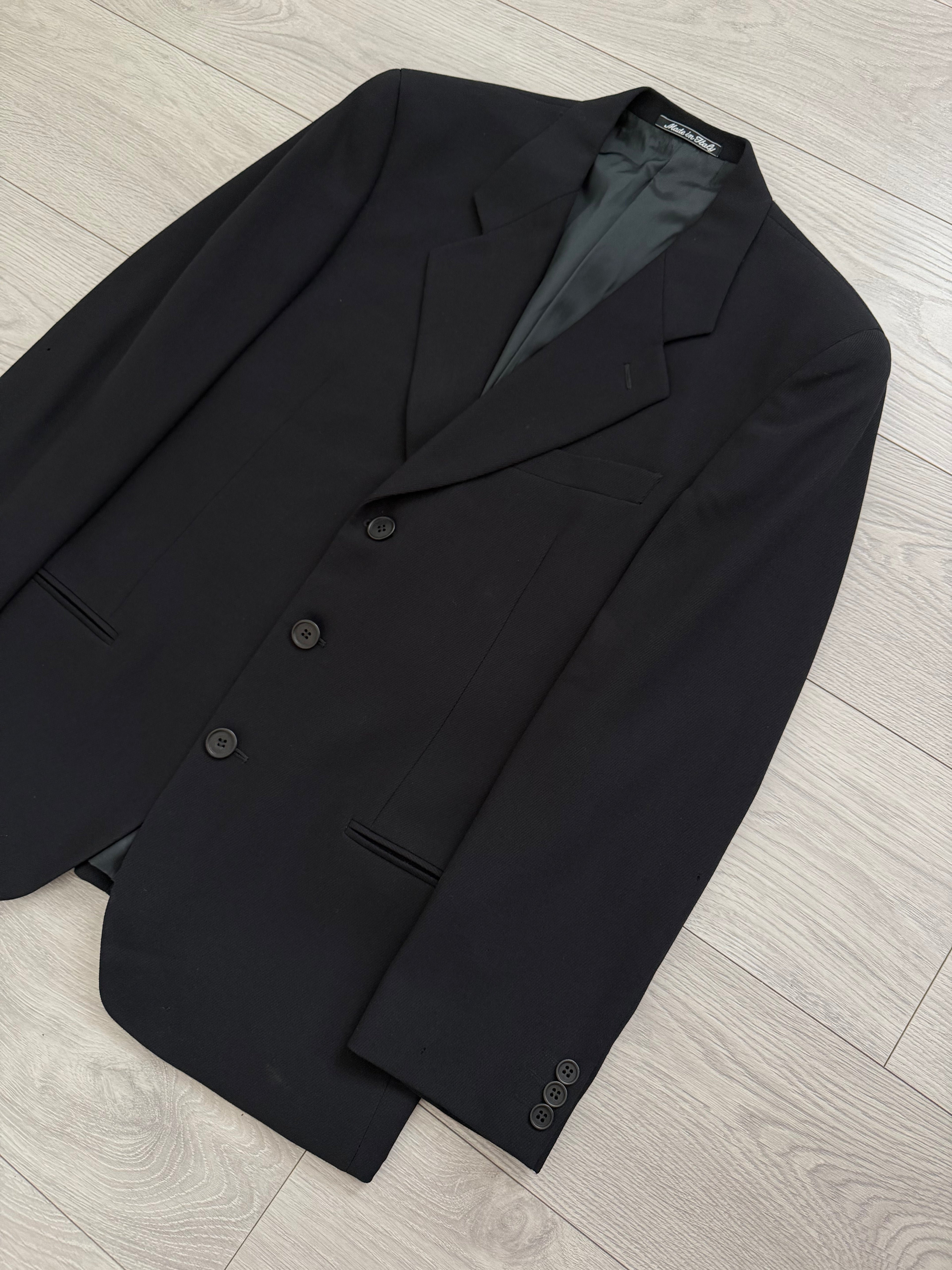 Giorgio Armani 1980s 3B Double-Pleated Wool Suit Black - Size M Jacket / 31" Waist