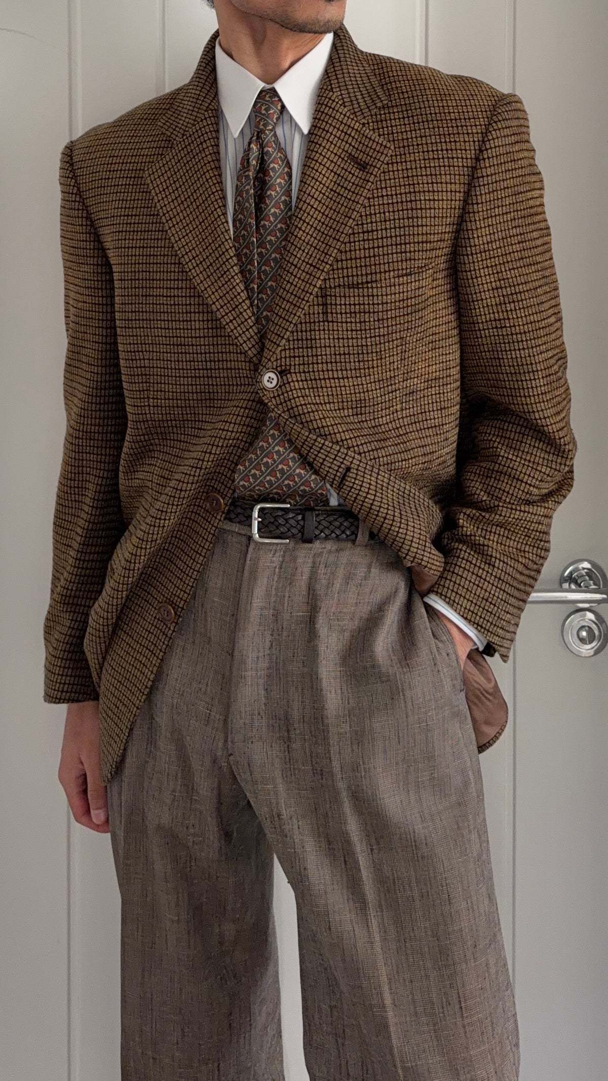 Hugo Boss 1980s 3B Textured Acrylic Wool Sport Jacket Blazer - Size M