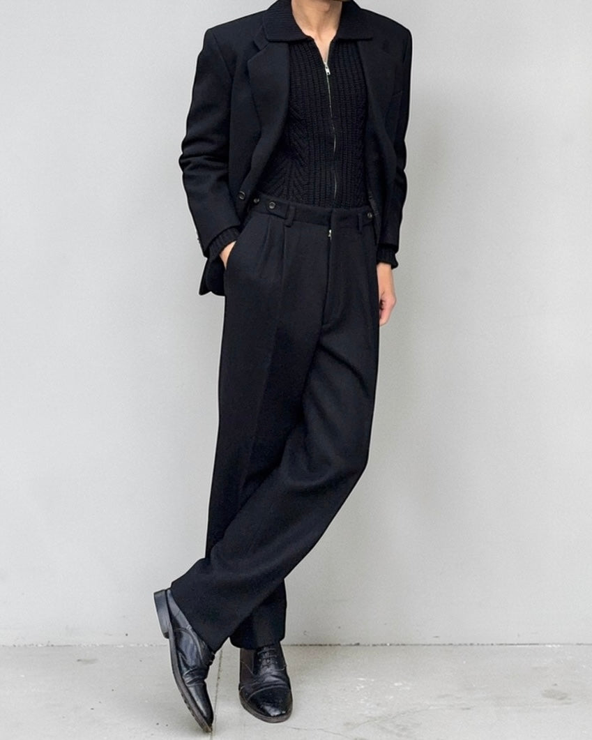 Comme Des Garcons Homme 1980s Triple Pleat Melton Wool Suit - M Jacket / 32" Waist