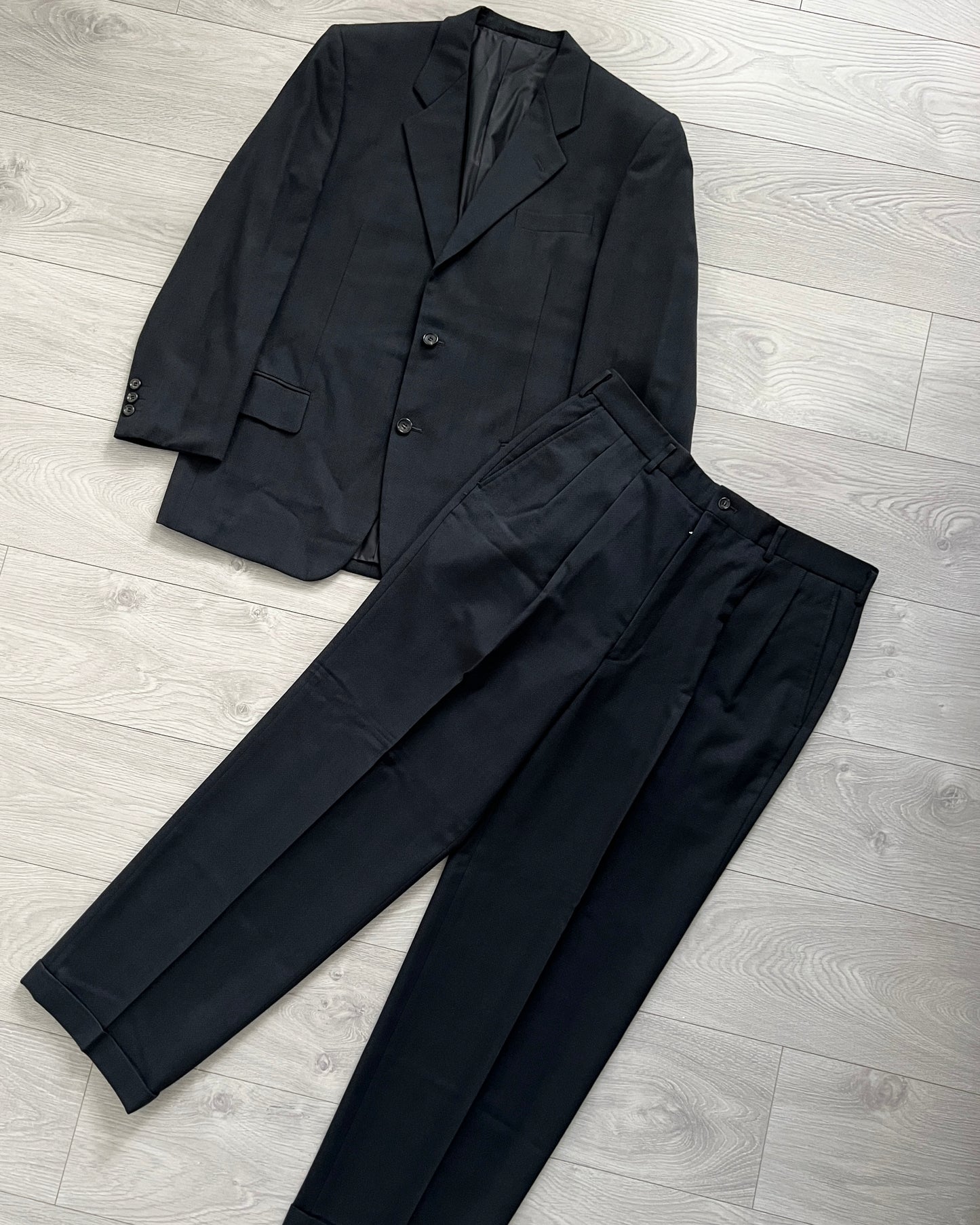 Comme Des Garcons Homme Deux AW1999 Textured Pleated Suit - Size L Jacket / 34 Waist