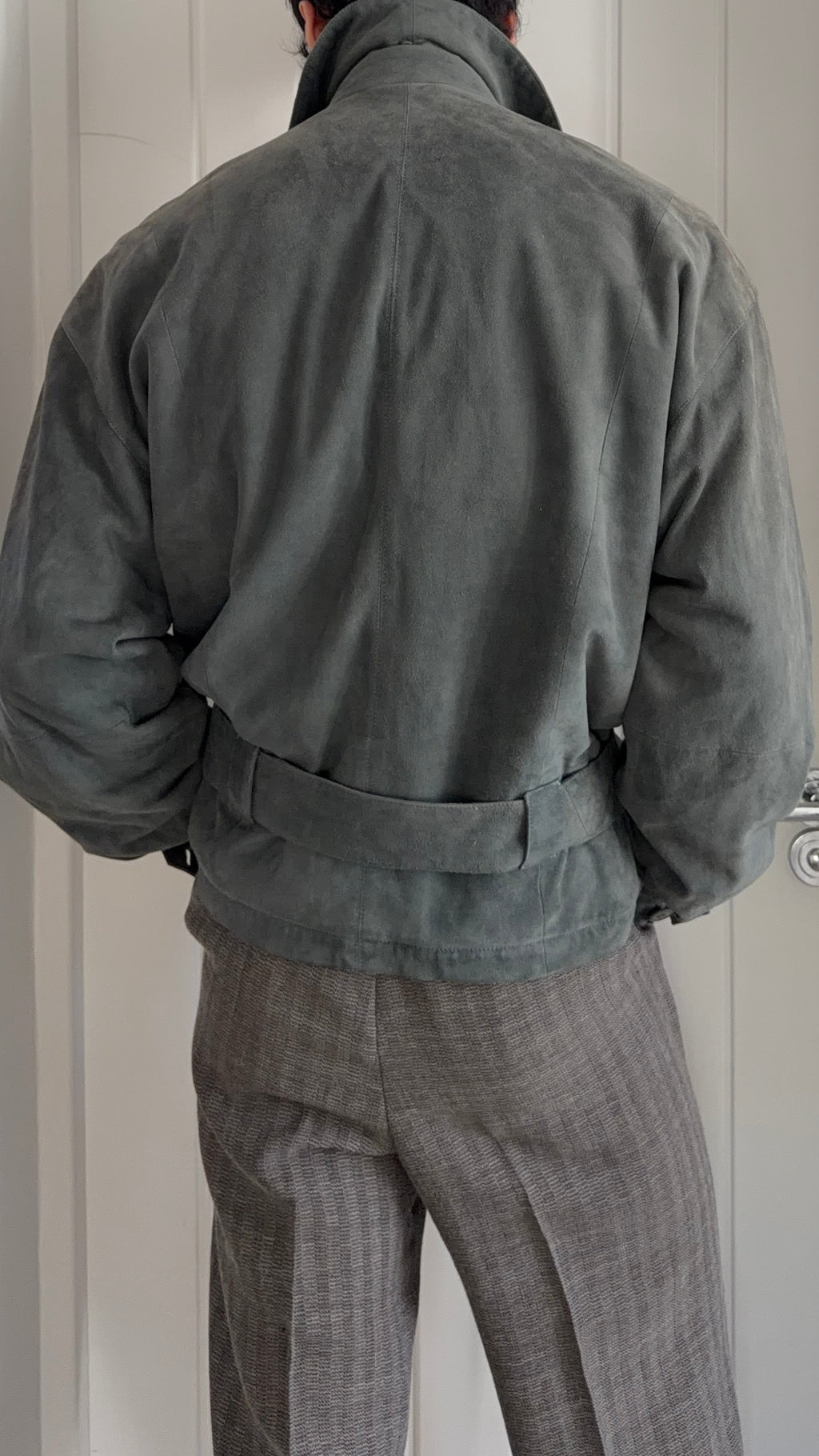 Umberto Ginocchietti 1980s Belted Suede Leather Jacket - Size M