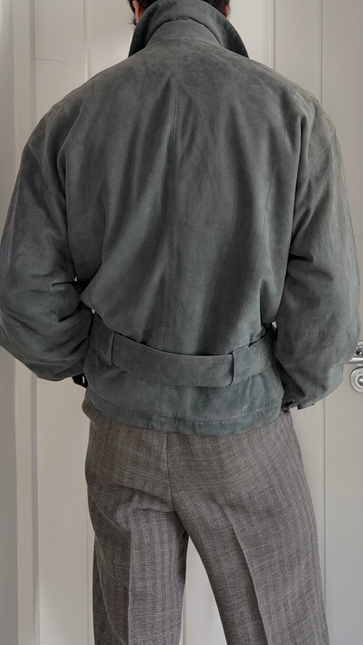 Umberto Ginocchietti 1980s Belted Suede Leather Jacket - Size M