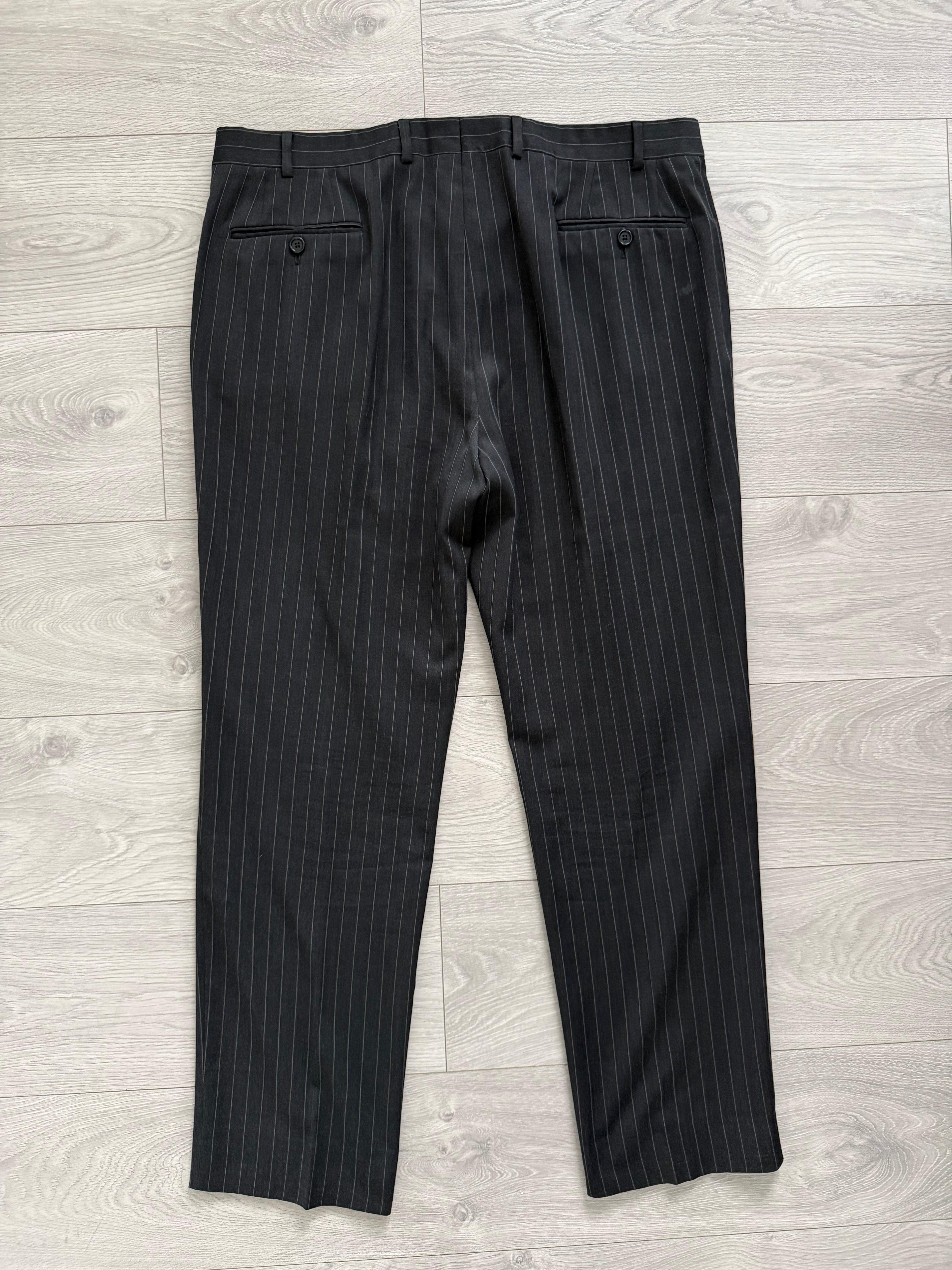 Armani 1990s 2B Charcoal Grey Striped Wool Suit - Size XXL Jacket / 38" Waist